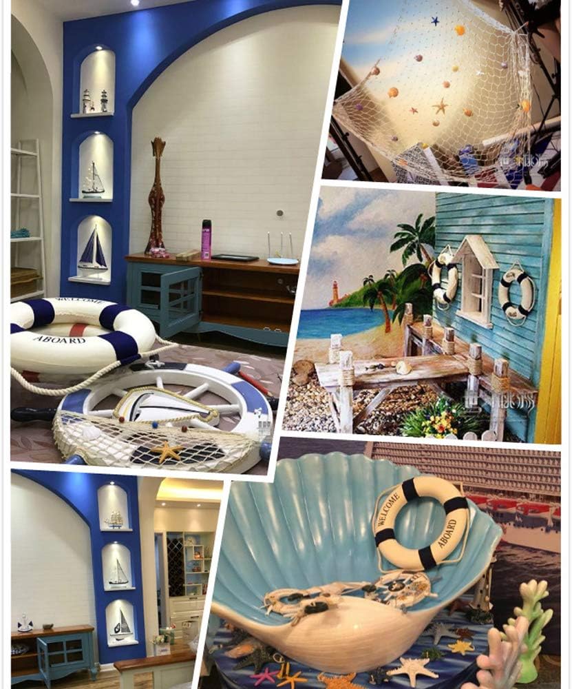 MorroMorn Lifebuoy Wall Hanging Decor - Welcome Aboard Mediterranean Style Home Decoration Hemp Rope (Red, 14")