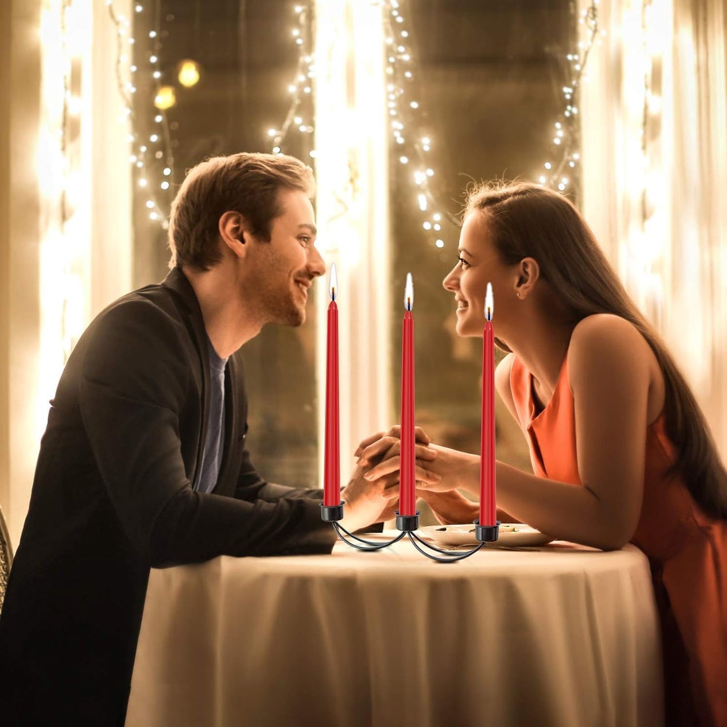 14 Pack Tall Red Taper Candles - 10 Inch Red Dripless, Unscented Dinner Candle - Paraffin Wax with Cotton Wicks - 8 Hour Burn Time.