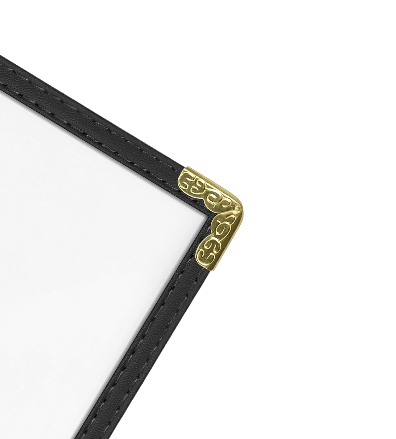 Goodsmart Restaurant Menu Covers - 25 Pack Black 1-Page/2-View 4.25" x 14", Top-Loading Vinyl Menu Holders with Clear Sleeves, Double-Stitched Edge, Leather-Style Café Covers with Gold Corners