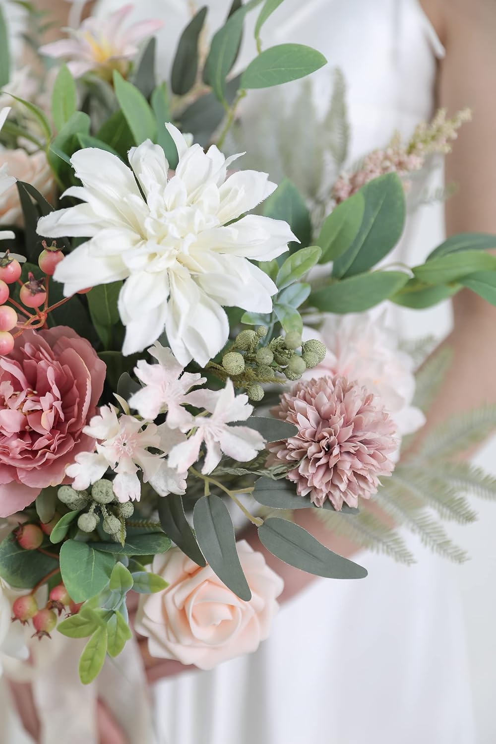 Serra Flora Artificial Greenery Stems Box Set,(Pack of 47pcs) with 9 Kinds of Faux Pink Green Filler for DIY Bridal Bouquets Wedding Floral Arrangement Table Centerpieces