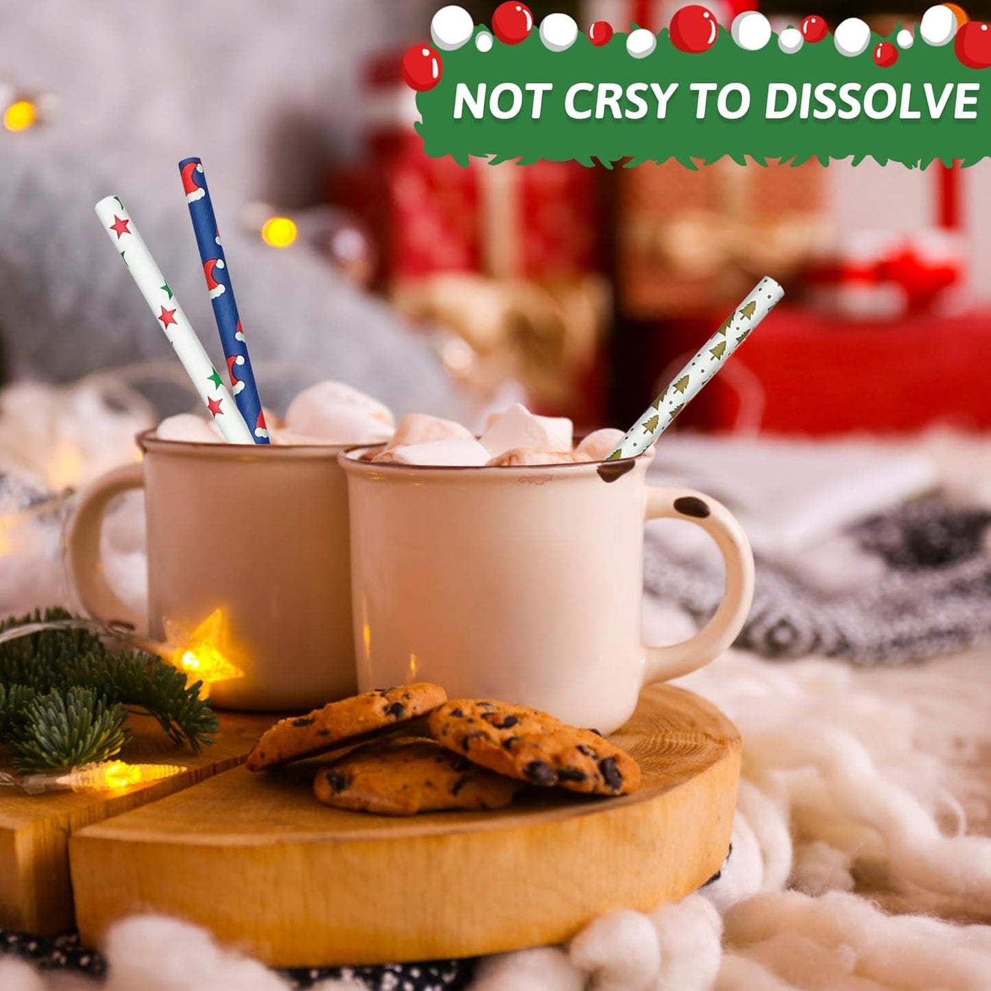 200 Pcs Christmas Paper Straws, 10 Styles Biodegradable Colorful Disposable Drinking Christmas Straws for Christmas Party Supplies, Desserts, Thanksgiving, New Year and Holiday Party Decorations