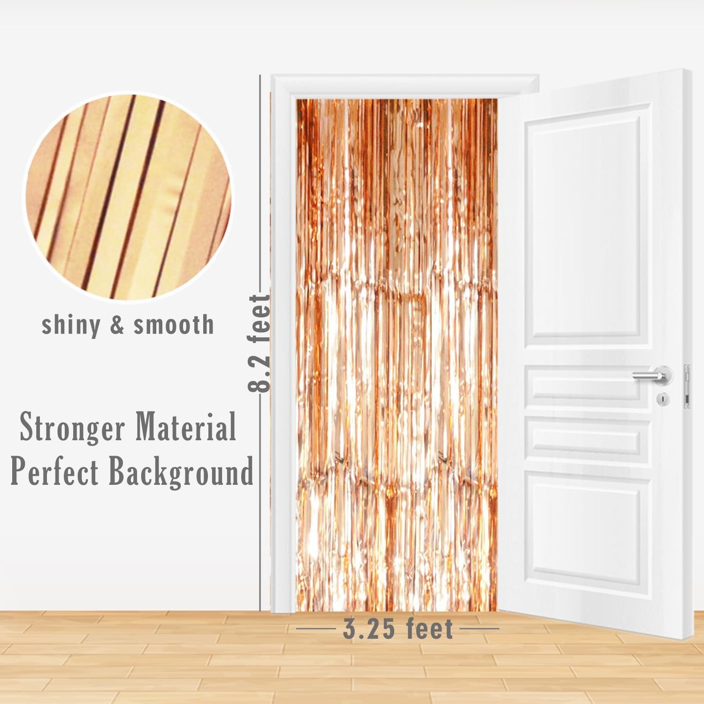 GOER 3.2 ft x 8.2 ft Metallic Tinsel Foil Fringe Curtains Party Photo Backdrop Party Streamers for Birthday,Graduation,New Year Eve Decorations Wedding Decor (Champagne Gold,1 Pack)