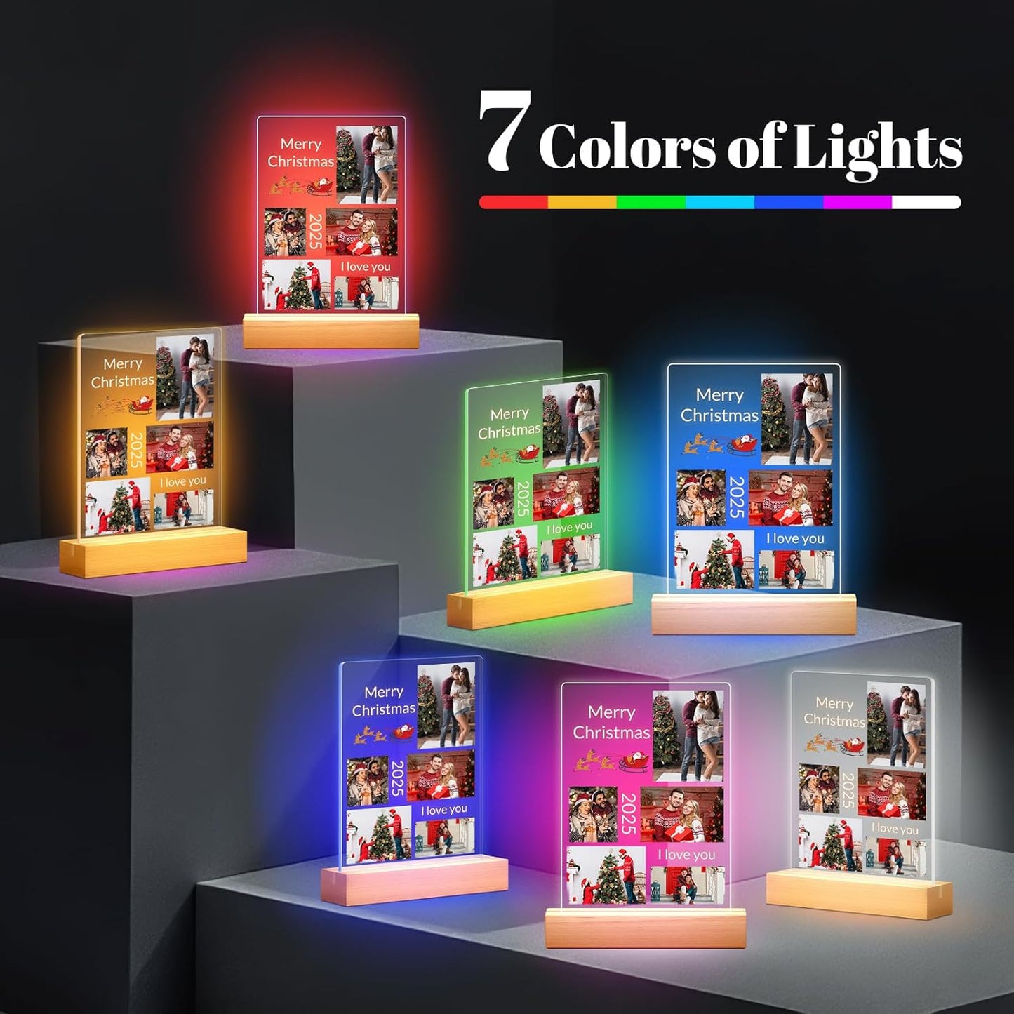 Custom Picture Frames with Photo, Personalized Photo Frame with Night Light, Customized Picture Frame, Personalized Christmas Photo Gifts for Women, Men, Him, Her, Couple, Boyfriend, Girl Friend