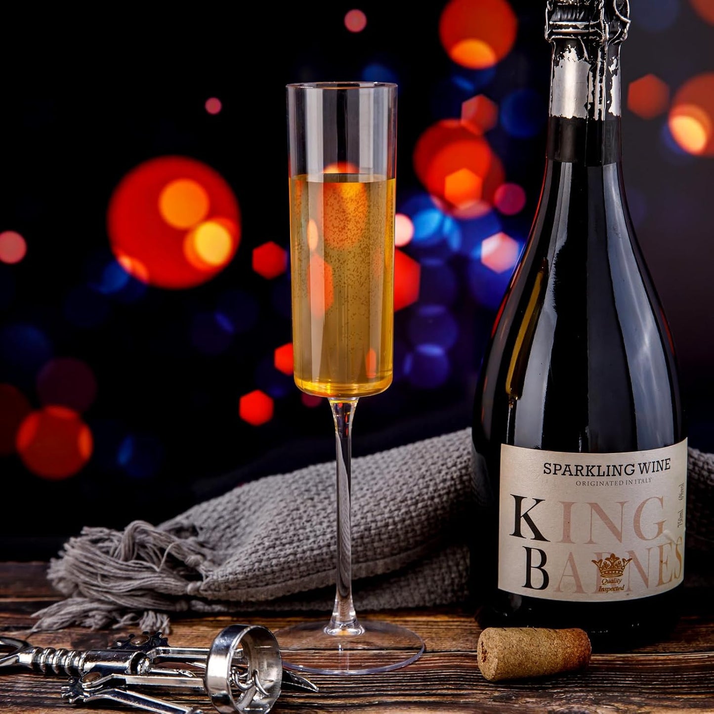 Ciaell 12 Pack Plastic Champagne Flutes - 6 Oz Clear Disposable Champagne Glasses - Square Plastic Toasting Glasses for Party Birthday Anniversary Wedding