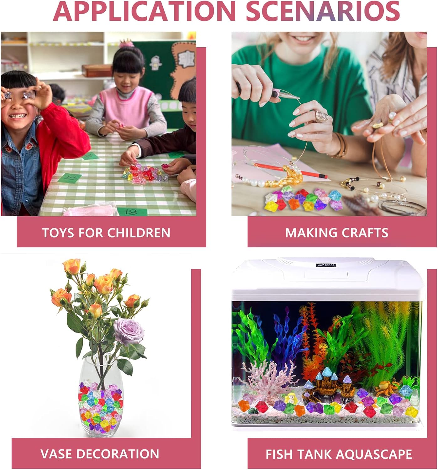 Fake Ice Rocks, 150 PCS Pink Acrylic Ice Rocks Pink Fake Crushed Ice Cubes,Vase Fillers for Valentine's Day