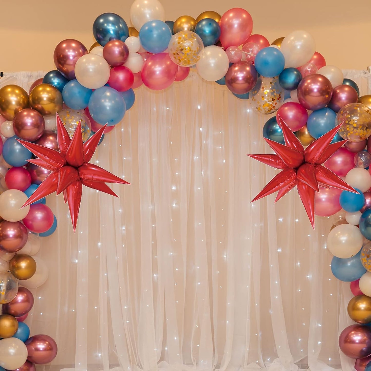 Tellpet Star Balloons Starburst Spike Shaped Balloon, 2pcs Large, Red