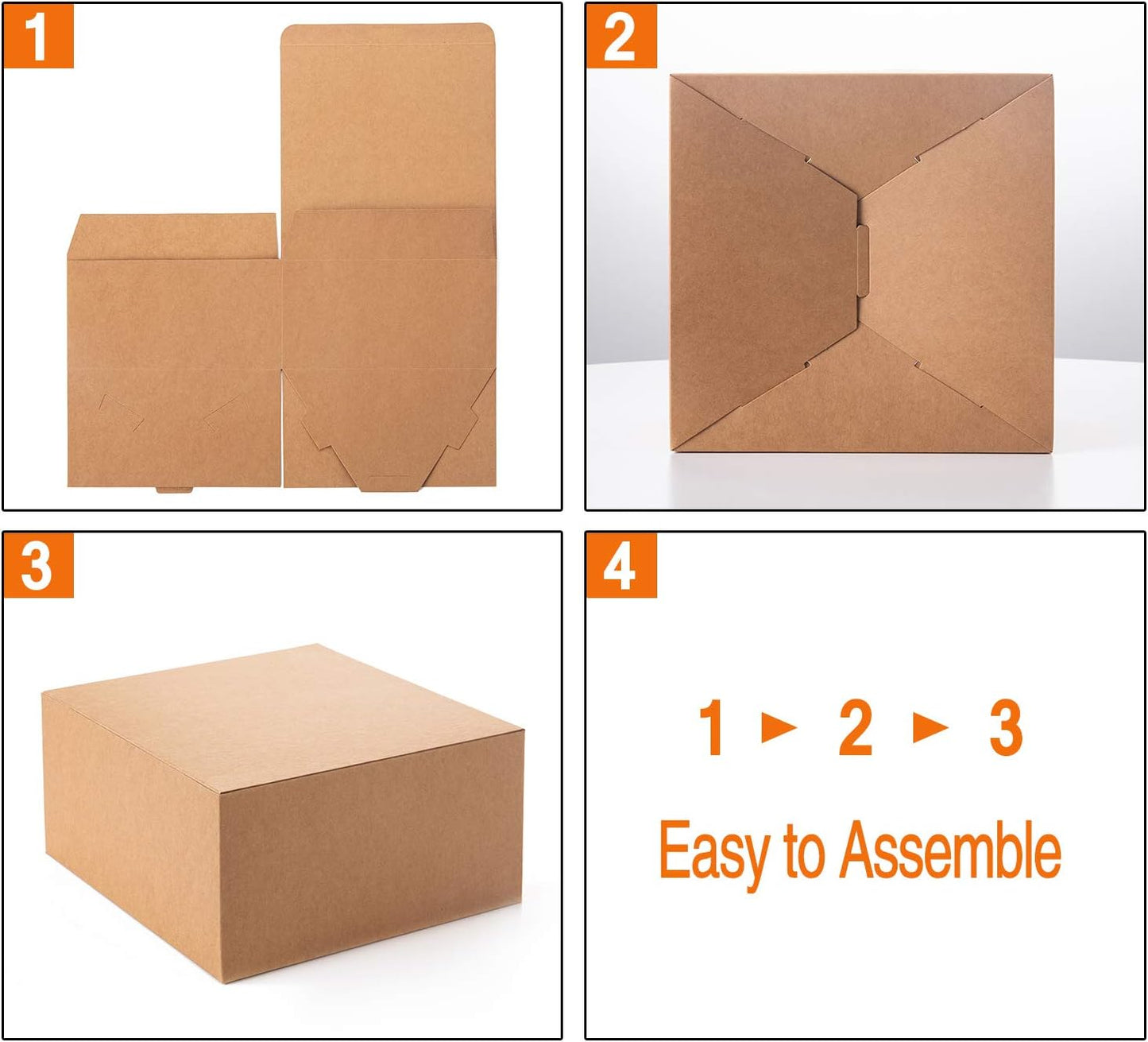 GEFTOL Gift Box 10 Pack 8 x 8 x 4 inches Fold Box Paper Gift Box Bridesmaids Proposal Box for Bridal Birthday Party Christmas(Brown)