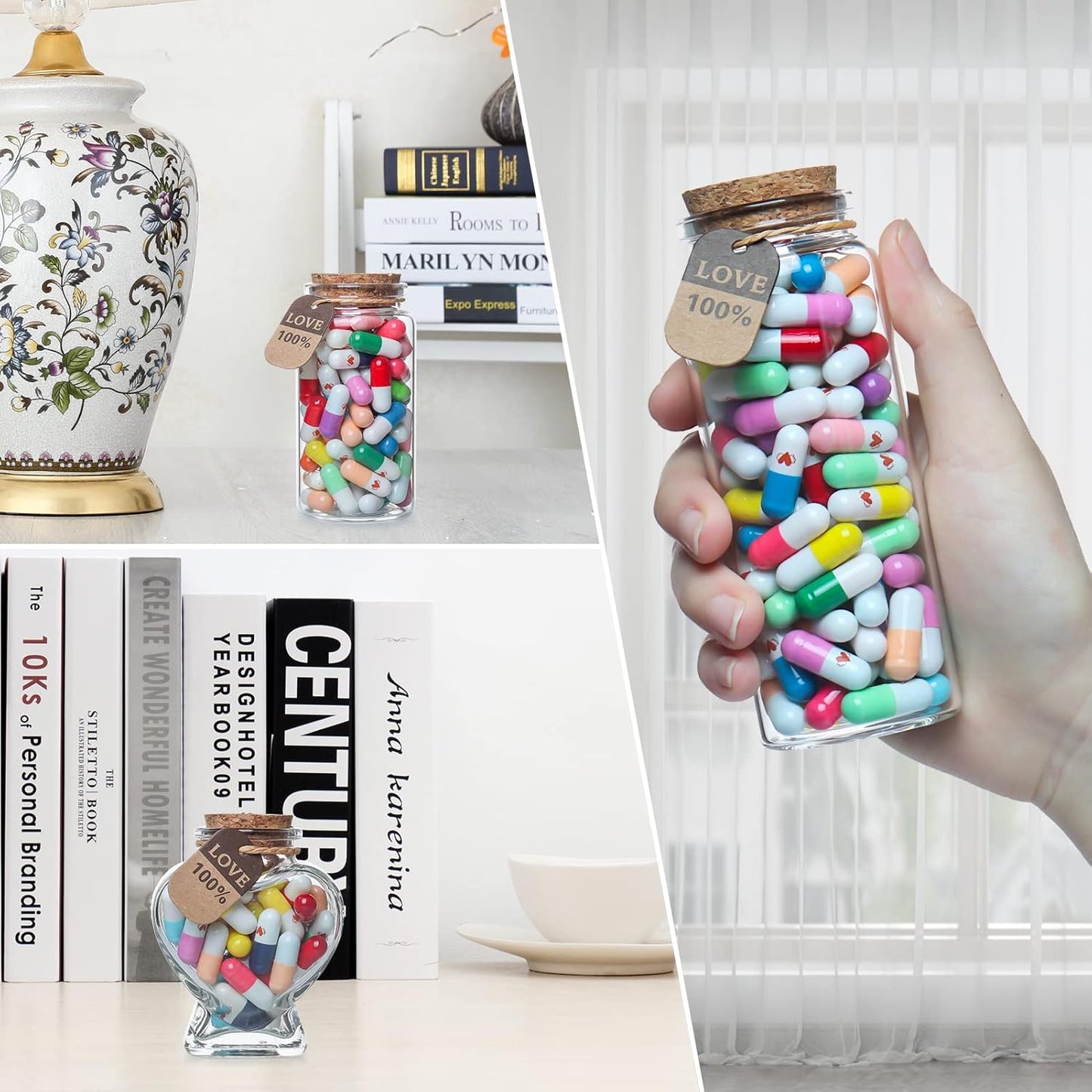 Capsule Letters Message in a Bottle - Cute Things Message Love Letter Gifts for Boyfriend Girlfriend - Message Pills for Valentine's Day, Birthday, Mother's Day Gift (Mixed Color 50PCS)
