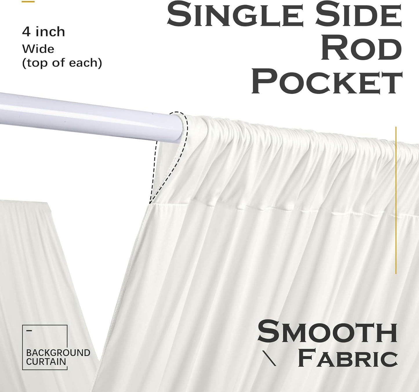 PartyVillage 4 Panels 5ftx30ft Ivory Ceiling Drapes for Wedding Parties – 30 FT Extra Long Thick Polyester Wrinkle-Free Drapery Tent Decor Decorations for Birthday Party Ceremony Stage Swag