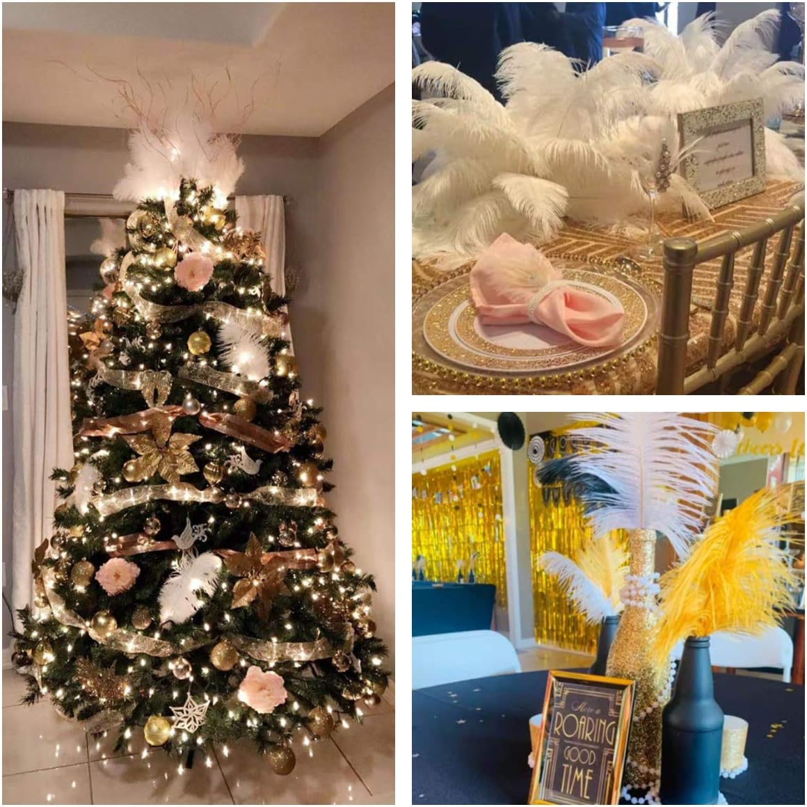 Ballinger Large White Ostrich Feathers - 24Pcs 12-14inch Large Feathers for Vase,Party Centerpieces,Wedding and Home Decor