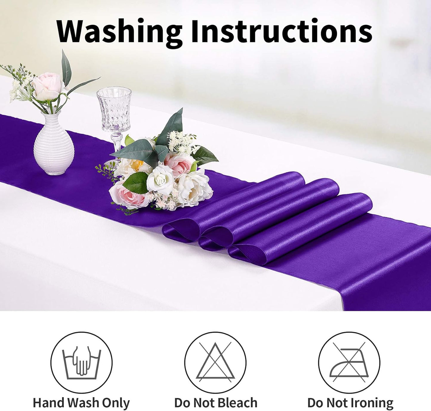 5-Pack Satin Table Runner Purple 12 x 108 inches Long, Table Runners for Wedding, Birthday Parties, Banquets Decorations(5 Pack, 12x108 Inch, Purple)