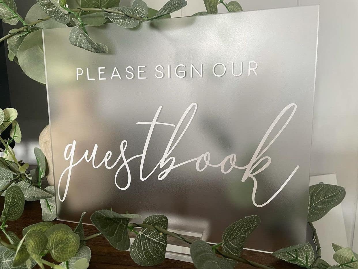 10 Pack 8x10 Inch Frosted Acrylic Signs Blank, DIY Blank Frosted Acrylic Sheet Sign 1/8 inch Thick for Wedding Reception Sign Party Events(Wood Stand NOT Included)