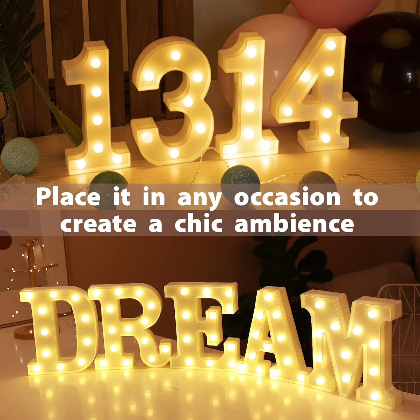 HXWEIYE Marquee Light Up Numbers-1, 8.5 Inch Decorative Letter Sign 26 Alphabet and 10 Number, Battery Powered Warm White for Party, Christmas Decor(8.5 * 4.2 * 1.8IN)