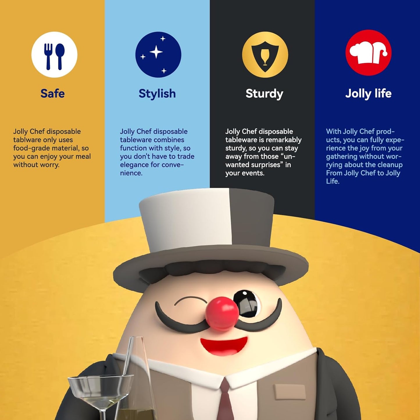 JOLLY CHEF 12 oz 40 Pack Gold Plastic Wine Glasses Stemless, Shatterproof, Unbreakable, Crystal, Disposable Plastic Wine Cups for Party, Halloween, Christmas