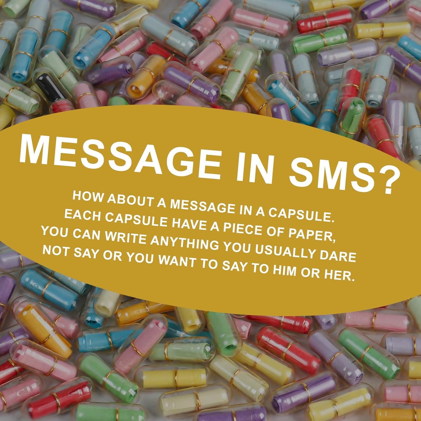 Capsule Letters Message in a Glass Bottle,Message Pills Love Letter Gift for Boyfriend Girlfriend Wife Friend Birthday Christmas Anniversary Valentine Day. (55PCS in a Bottle)