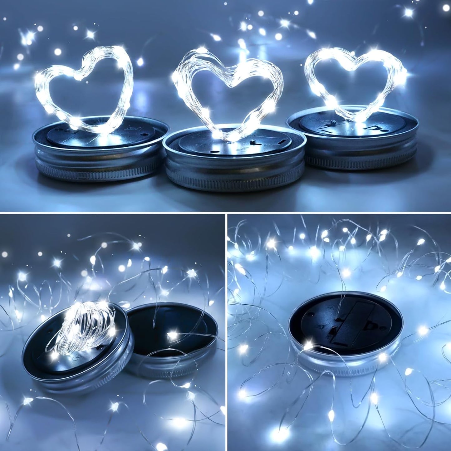 ZNYCYE Mason Jar Solar Lights for Outside, 12 Pack 30LED Fairy Lights Mason Jar Solar Lids Outdoor Waterproof String Lights with Hangers(NO Jars) for Patio Garden Yard Lawn Decoration - Cool White