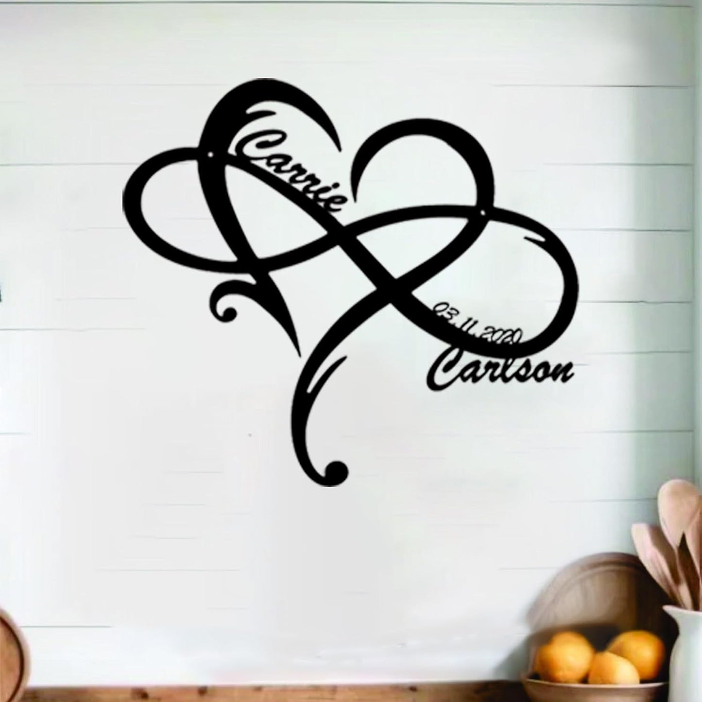 NAZENTI Personalized Metal Sign Infinity Heart Gift For Couple, Wedding Gift, Family Name Sign, Outdoor Name, Anniversary, Home Decor, Front Door