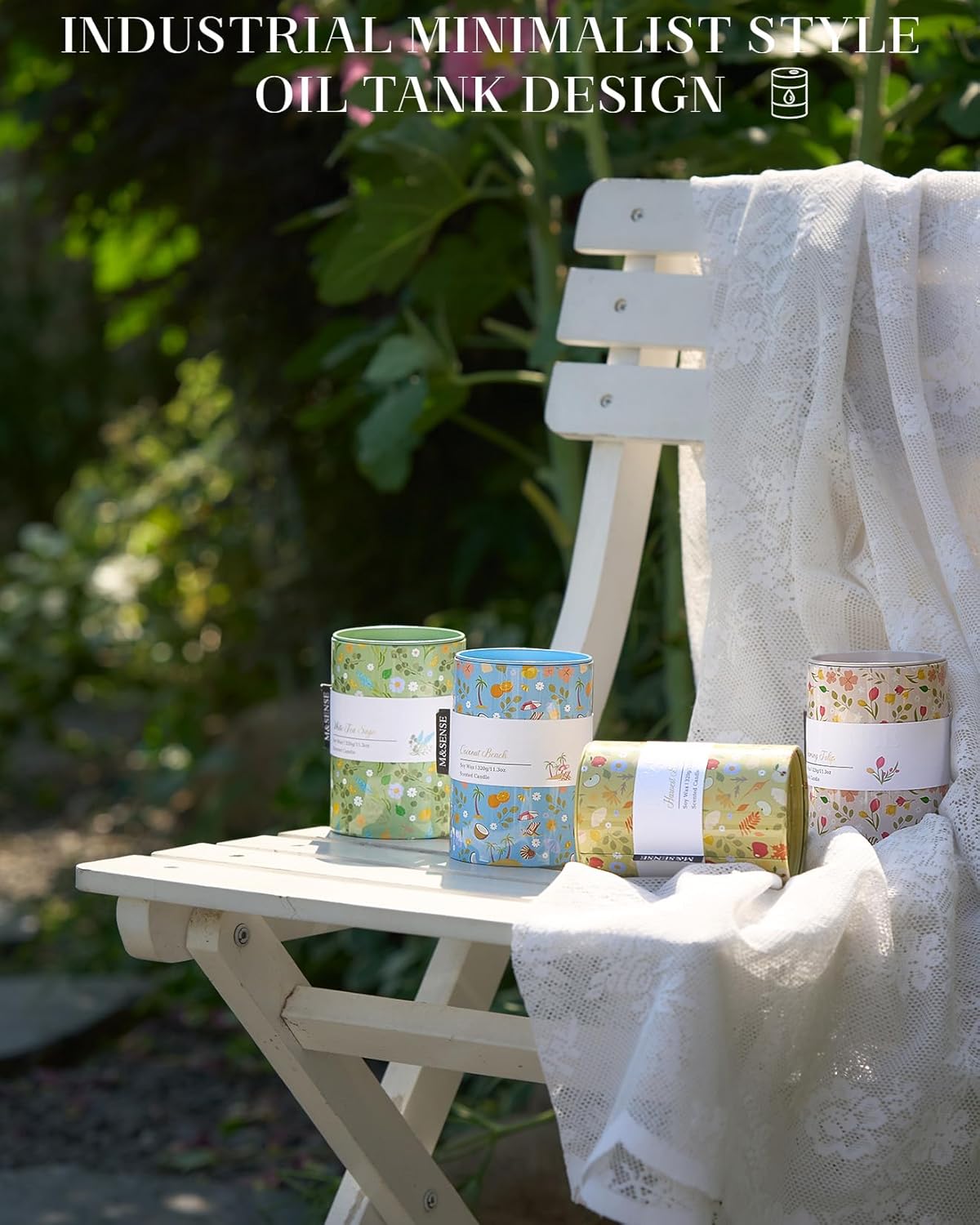 M&SENSE White Tea Sage Scented Candle, Medium Jar Candle 11.3oz Natural Soy Wax for Home Scented, Floral Candles Gift for Spring Holiday, Up to 70 Hours Burning Long-Lasting Fragrance