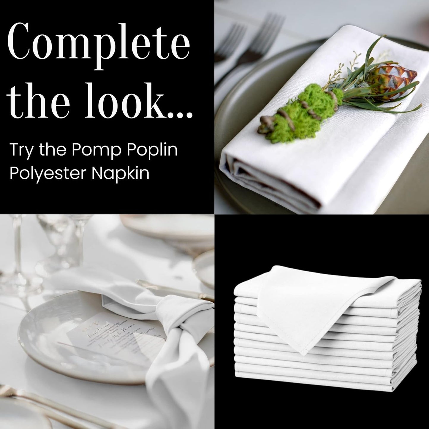 Pomp White 90" Inch Round Premium Polyester Tablecloth (2Pack) | Wrinkle + Stain Resistant Easy Care Fabric | Fits Round or Circle Table