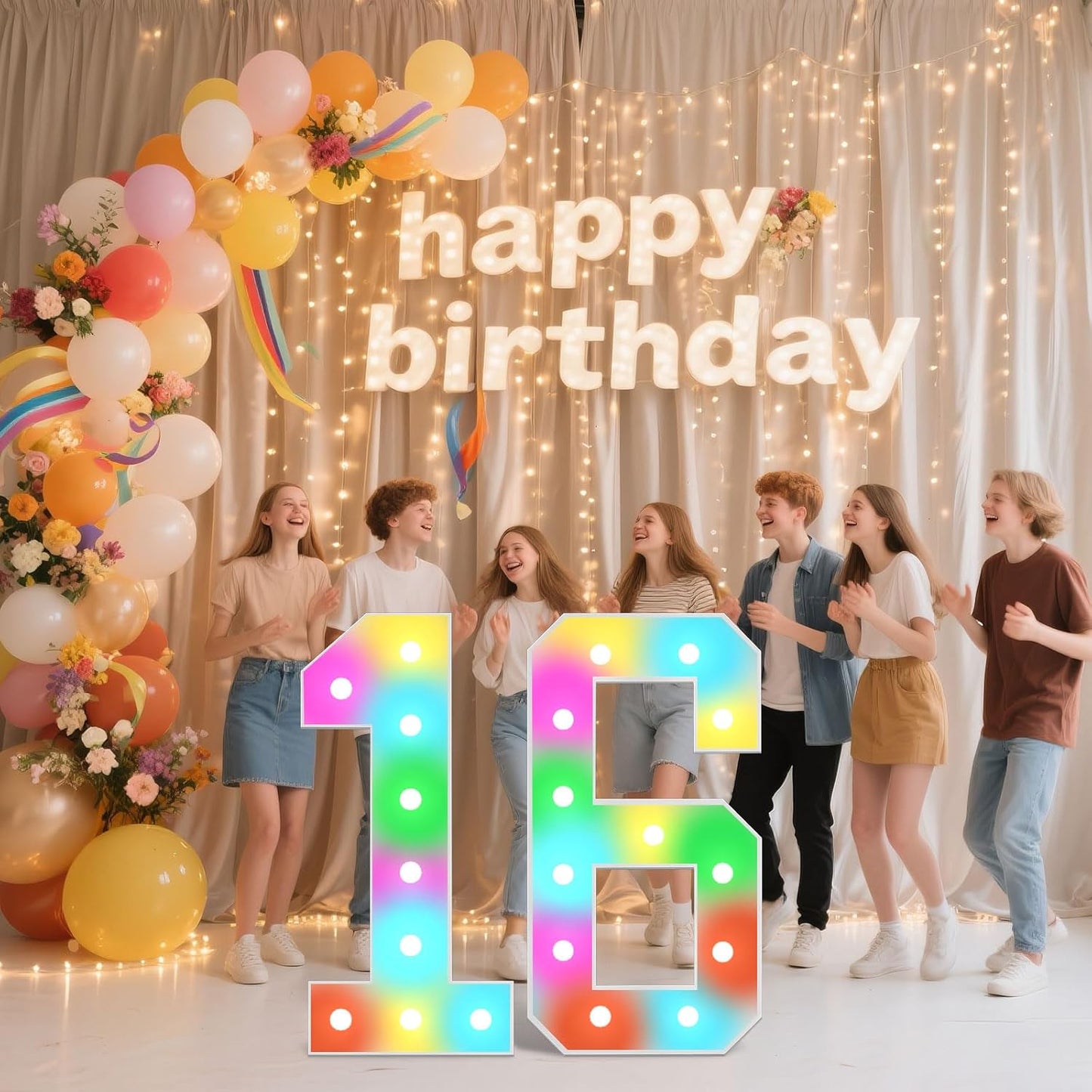 Ledido 4FT Marquee Light Up Numbers, 34 Colors Changing Marquee Numbers 4 Feet Tall with Remote, Big Numbers for Party Wedding Graduation Birthday Decoratoons, Large Light Up Number 7