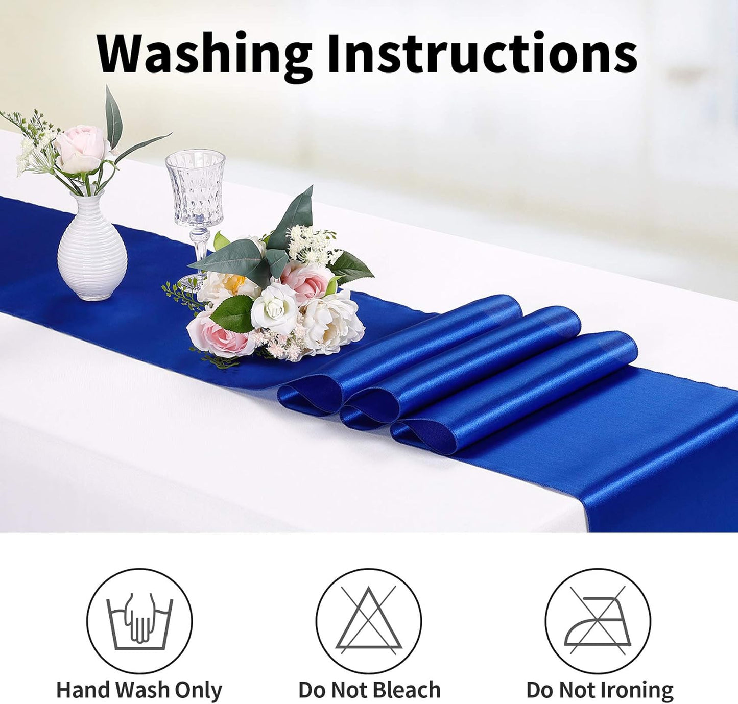 10-Pack Satin Table Runner Royal Blue 12 x 108 inches Long, Table Runners for Wedding, Birthday Parties, Banquets Decorations(10 Pack, 12x108 Inch, Royal Blue)