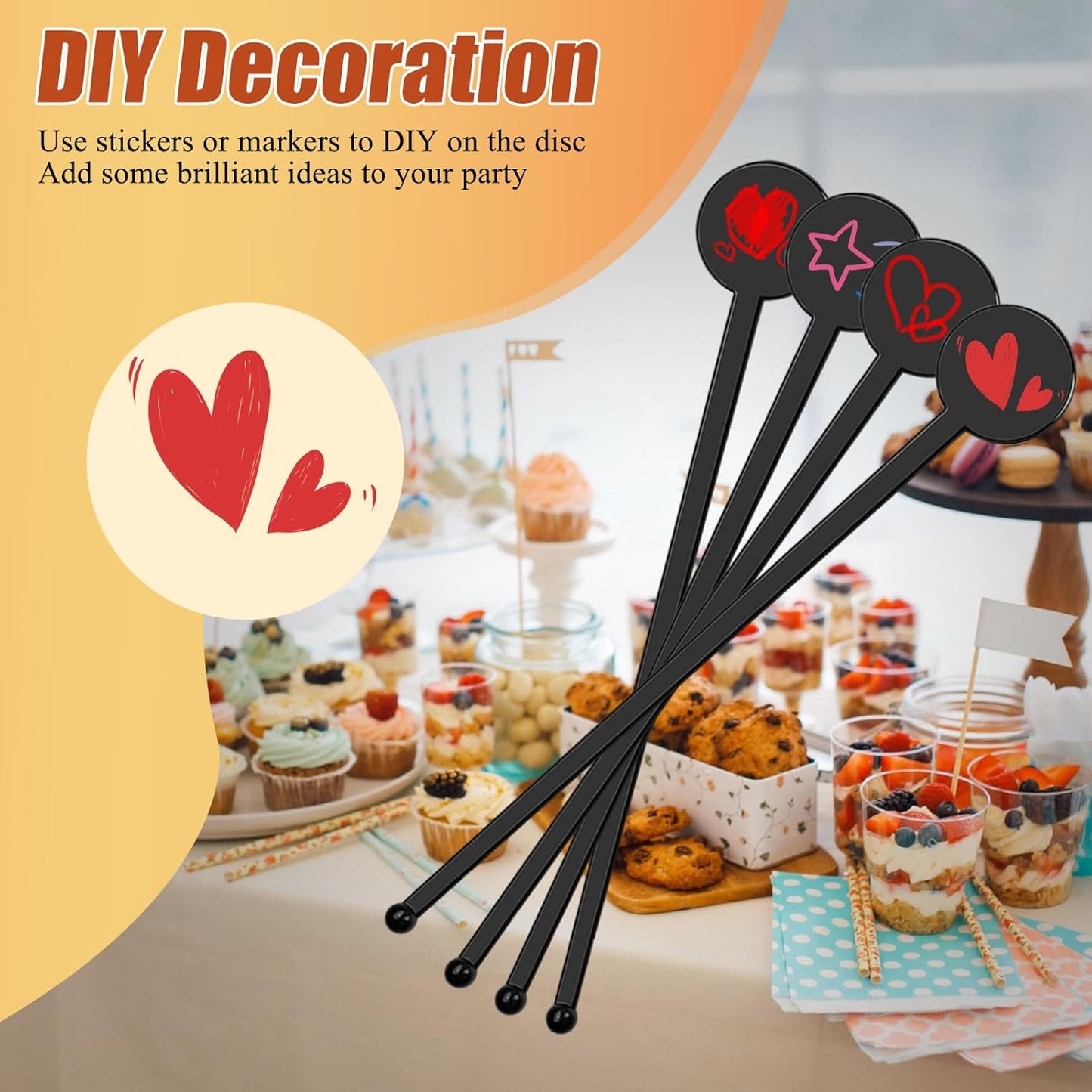 240Pcs Drink Stirrers Cocktail, 7 Inches Disposible Plastic Swizzle Sticks with Disc Top, Mixing Rod for Bar Drinks,Wedding Drinks,Coffee Stir,Whiskey Beverage(Black)