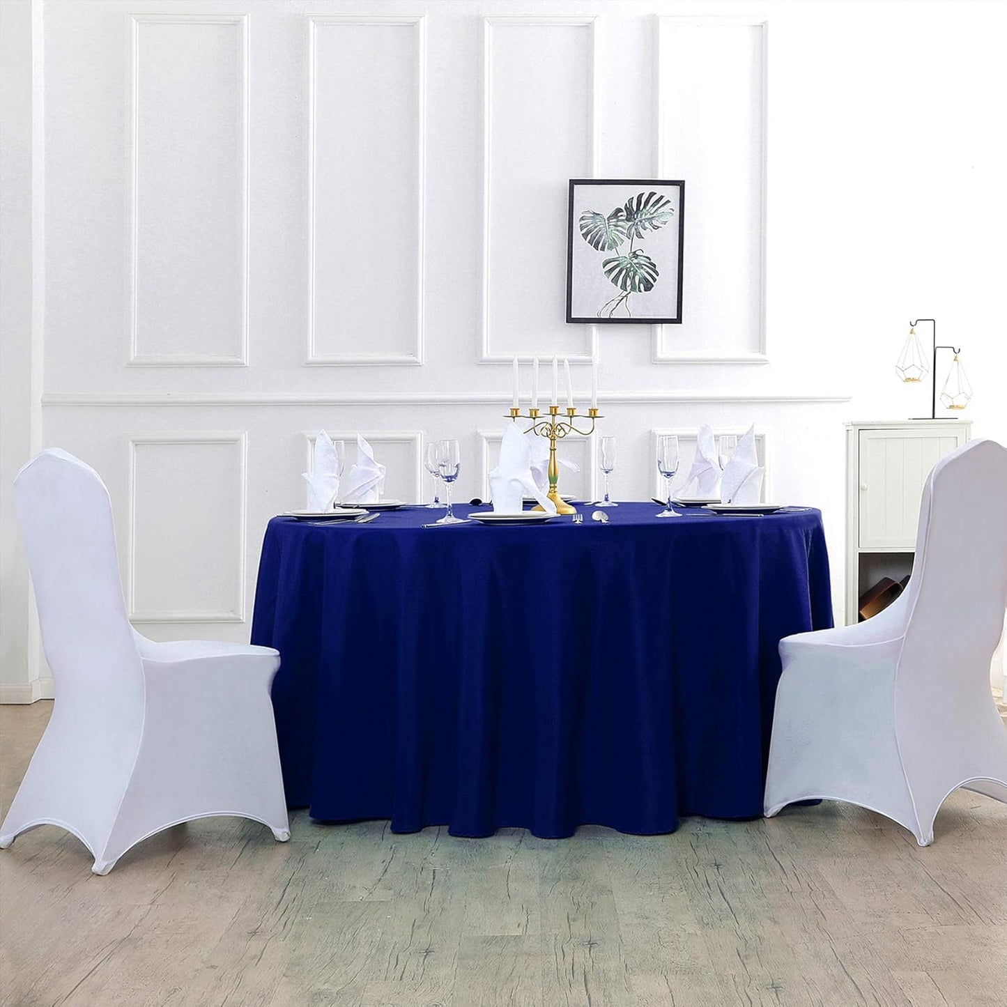 132 inch Round Tablecloth Washable Polyester Table Cloth Decorative Table Cover for Wedding Party Dining Banquet(132 inch,Royal Blue)