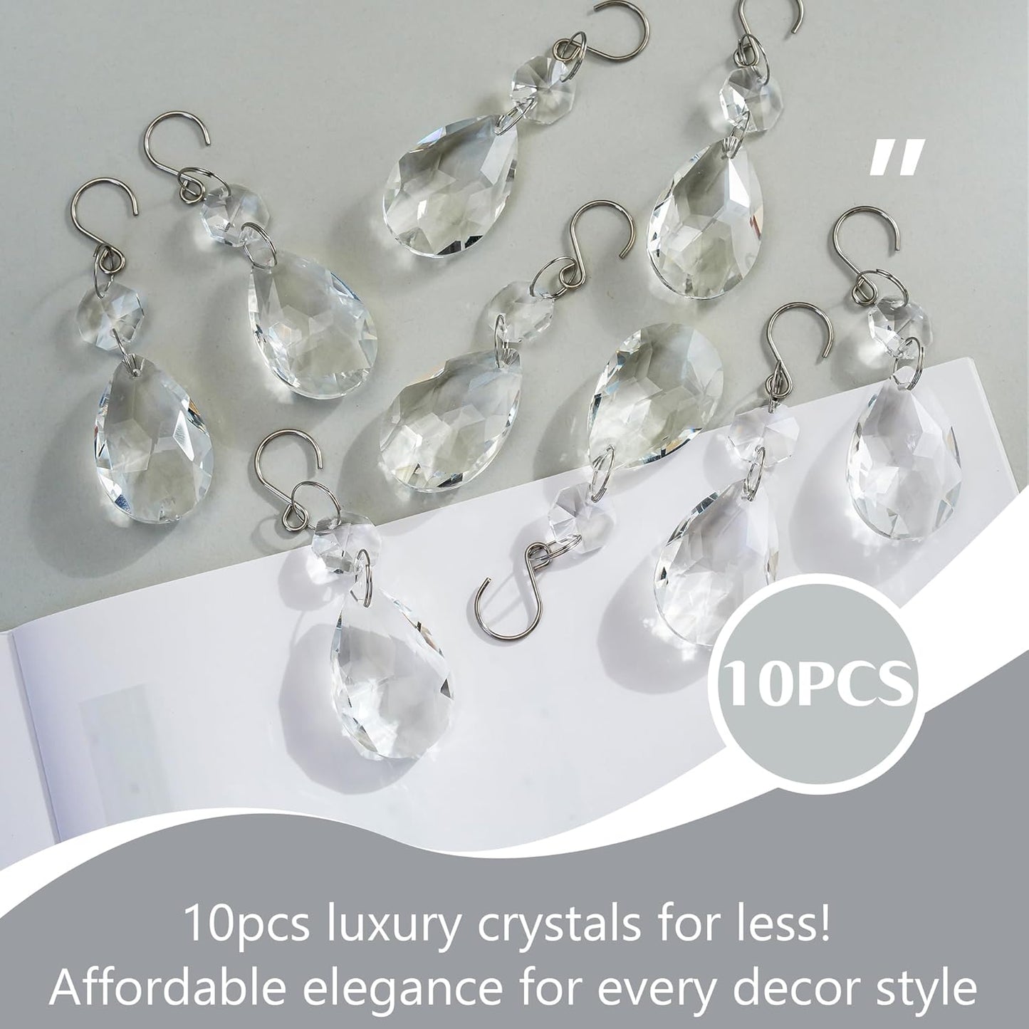 H&D HYALINE & DORA 3Inch Crystal Suncatcher Bauhinia Prisms Pendants 10Pcs Chandelier Crystals Replacement Hanging Sun Catcher Beads for DIY Arts Crafts Decor (Clear)