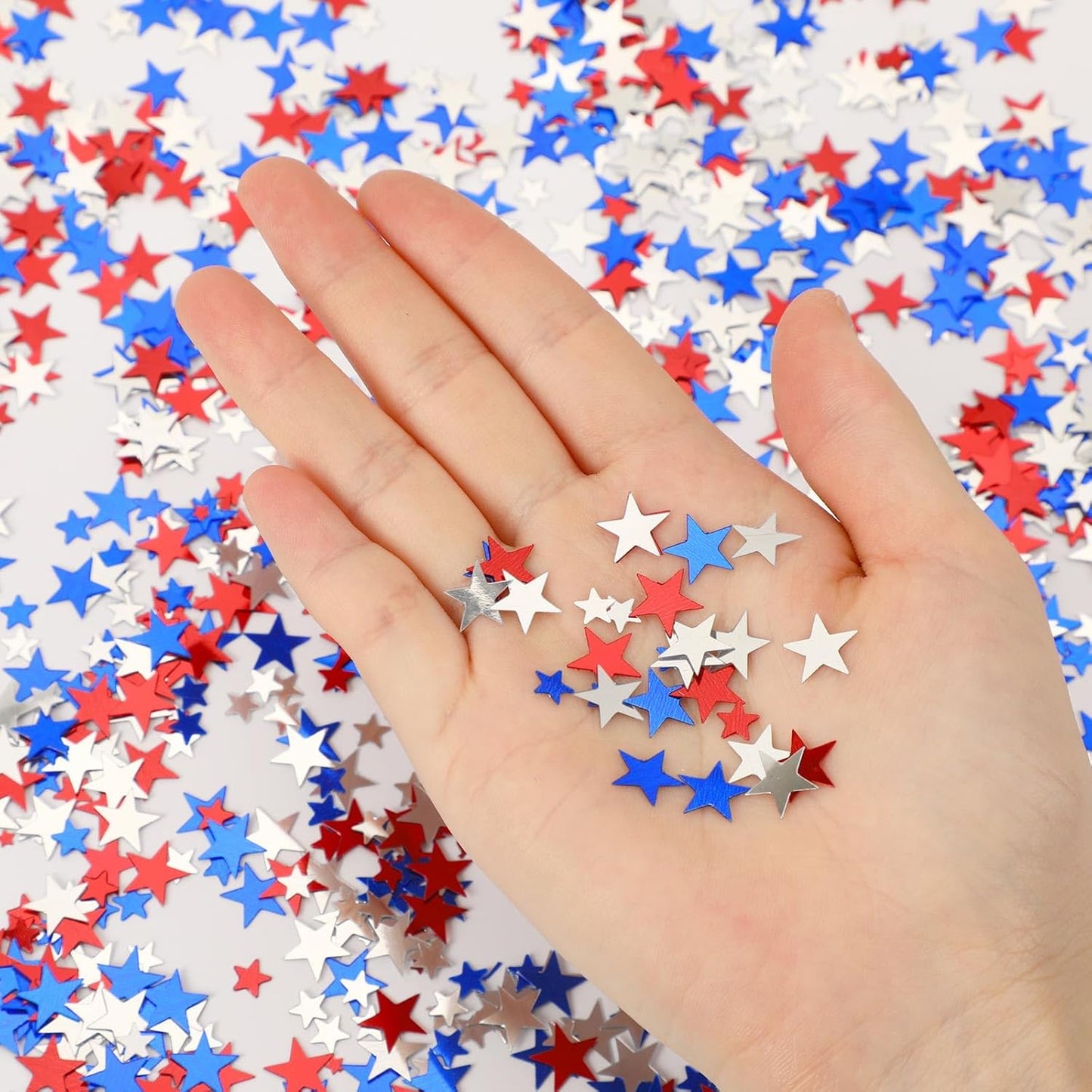 MARFOREVER 4th of July Confetti, Red White and Blue Confetti Table Decorations Glitter Patriotic Scatter Independence Day Star Sprinkles for Fourth of July Memorial Day Party Supplies