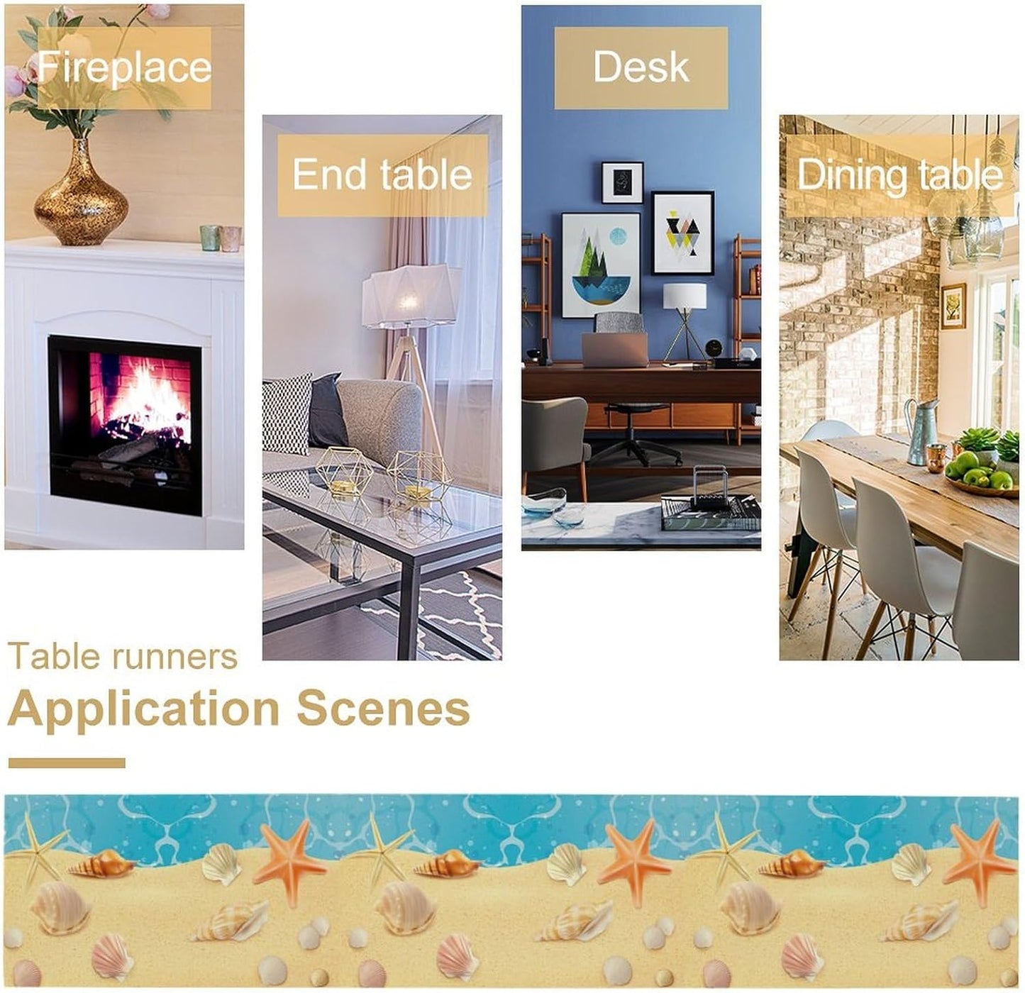 Sea Turtle Table Runner Marine Life Starfish Nautical Blue Green Ocean Theme Kitchen Table Decorations for Indoor Outdoor Home Party Decorations 13 * 60 Inch