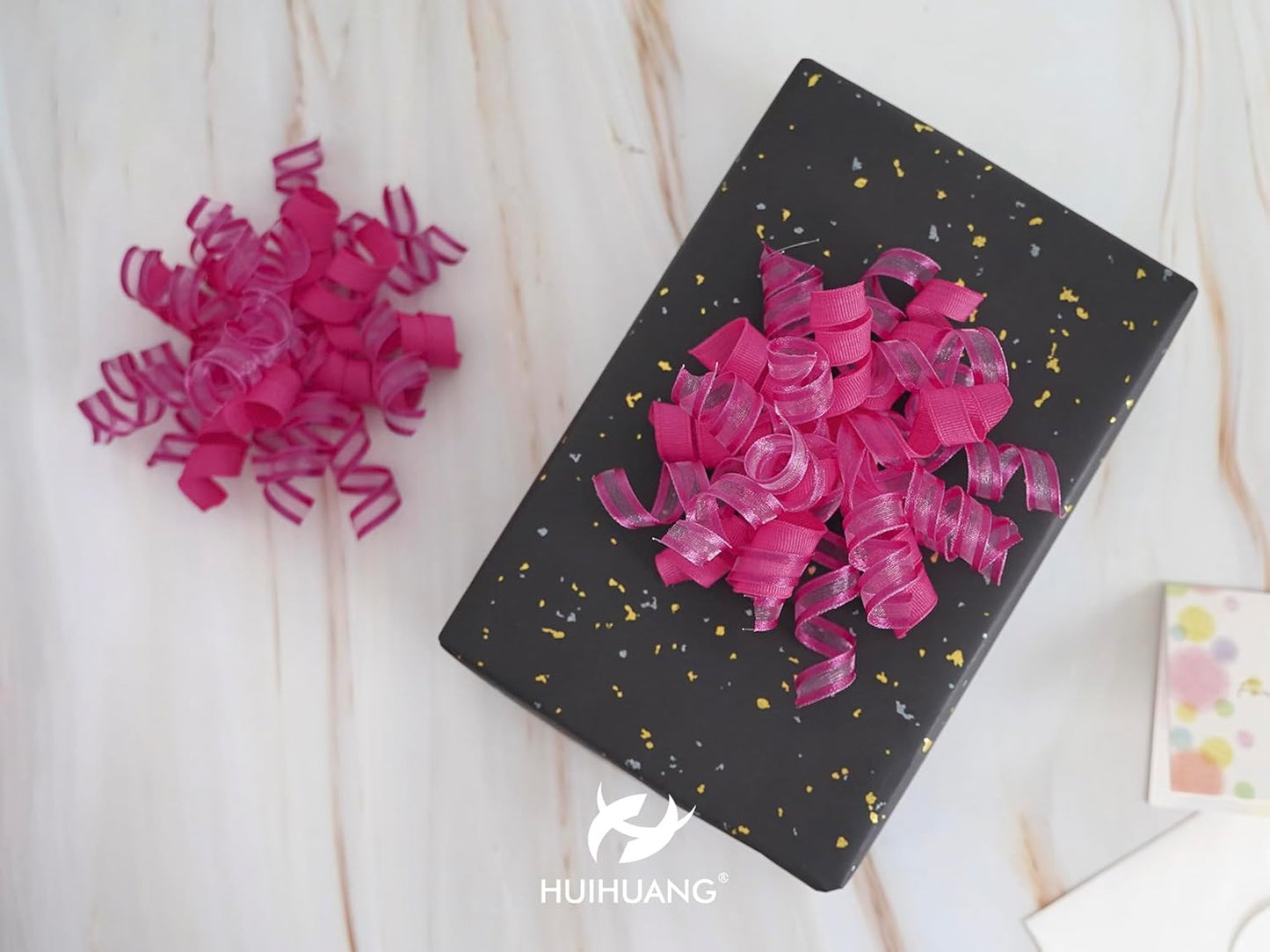 HUIHUANG Hot Pink Bows for Gift Wrapping Curly Gift Bow 5 inch x 8 Counts Self-Adhesive Ribbon Bows for Presents, Paper Bag, Party Favors, Wrapping Accessories, Holiday Wedding Decoration