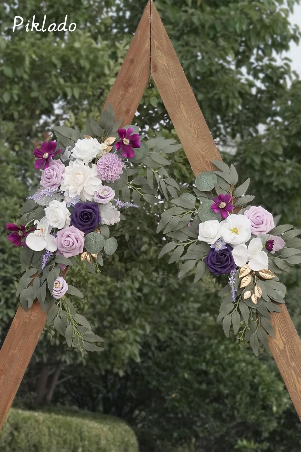 Faux Flower Swag Set of 2 for Wedding Welcome Signs Floral Swag Wedding Reception Ceremony Signs Decor (Lavender & Cream)