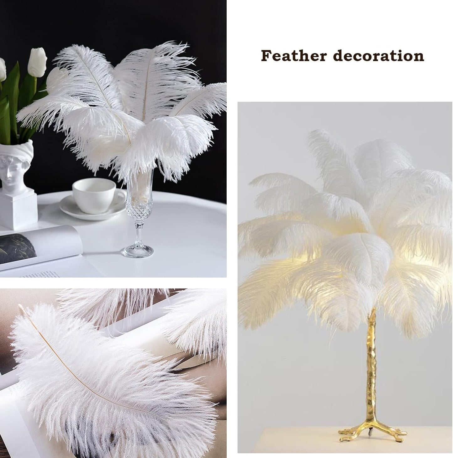 NEWONG 30pcs Blue-Purple Ostrich Feathers Natural Bulk 9-12inch(23-30cm) Vase Craft Wedding Home Party Centerpieces Christmas Day Decoration