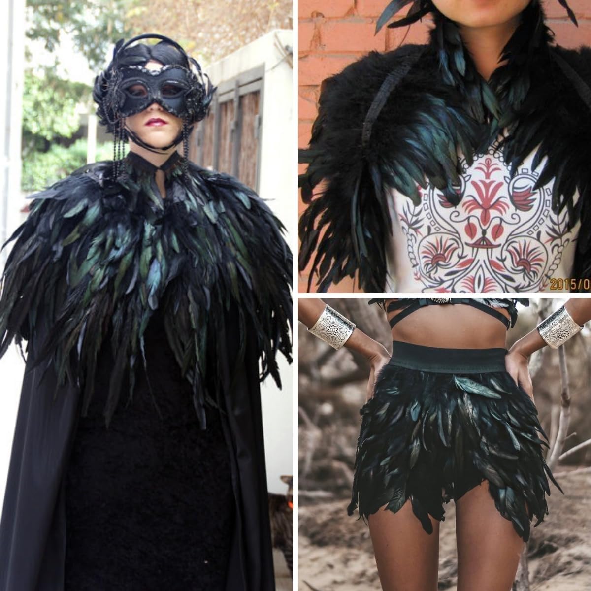 Holmgren Pink Rooster Feathers Trim - 2 Yards 5-7inch Rooster Feather Fringe Trim for Feather Shawl Cape, Skirt, Headband, Juju Hat and Party Costume Decoration (Pink)