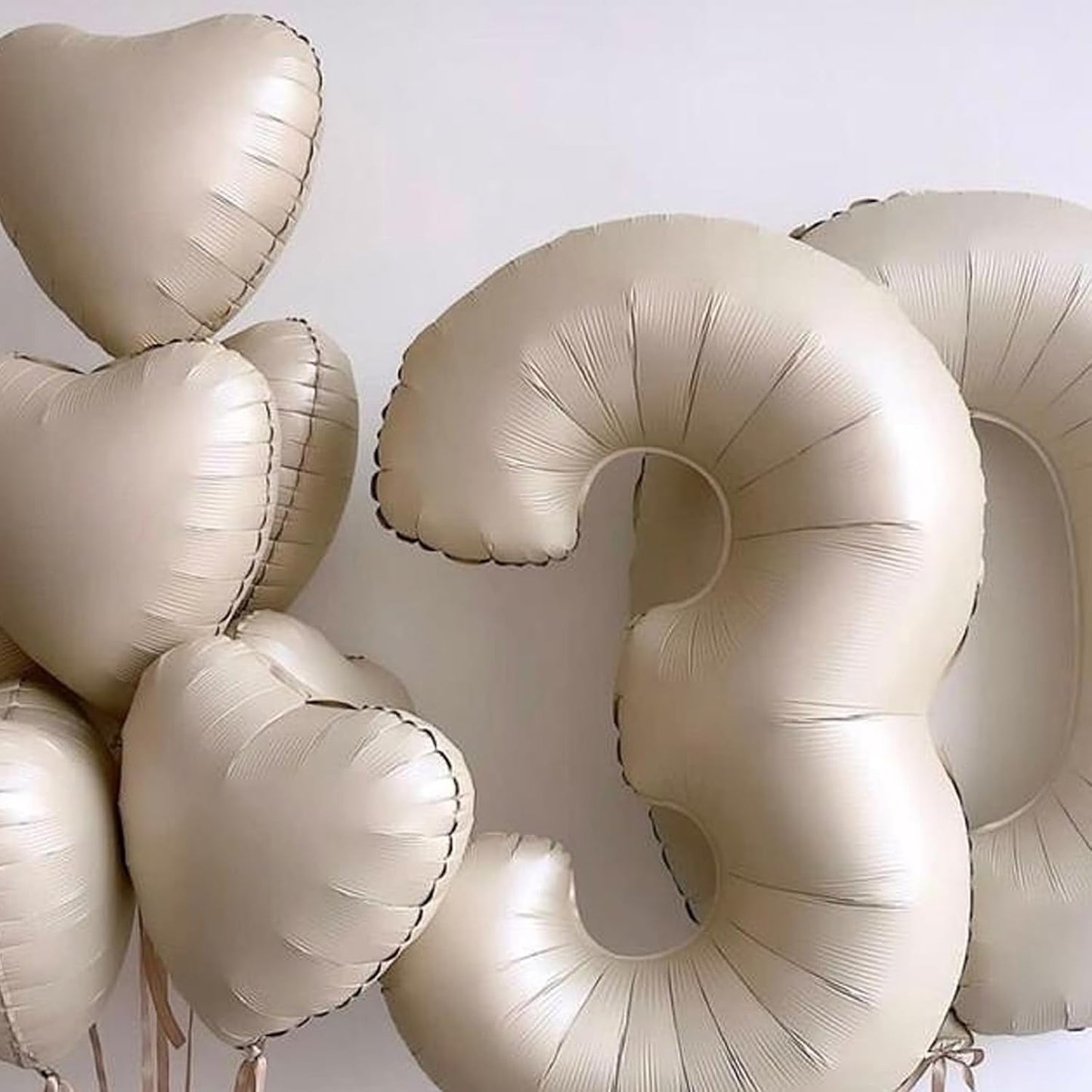 Cream Heart Balloons, 10PCS Cream White Foil Heart Shape Balloons, 18inch Beige Foil Valentine Balloons for Helium Nude Neutral Love Balloon for Valentines Day, White Wedding, Brithday Decorations