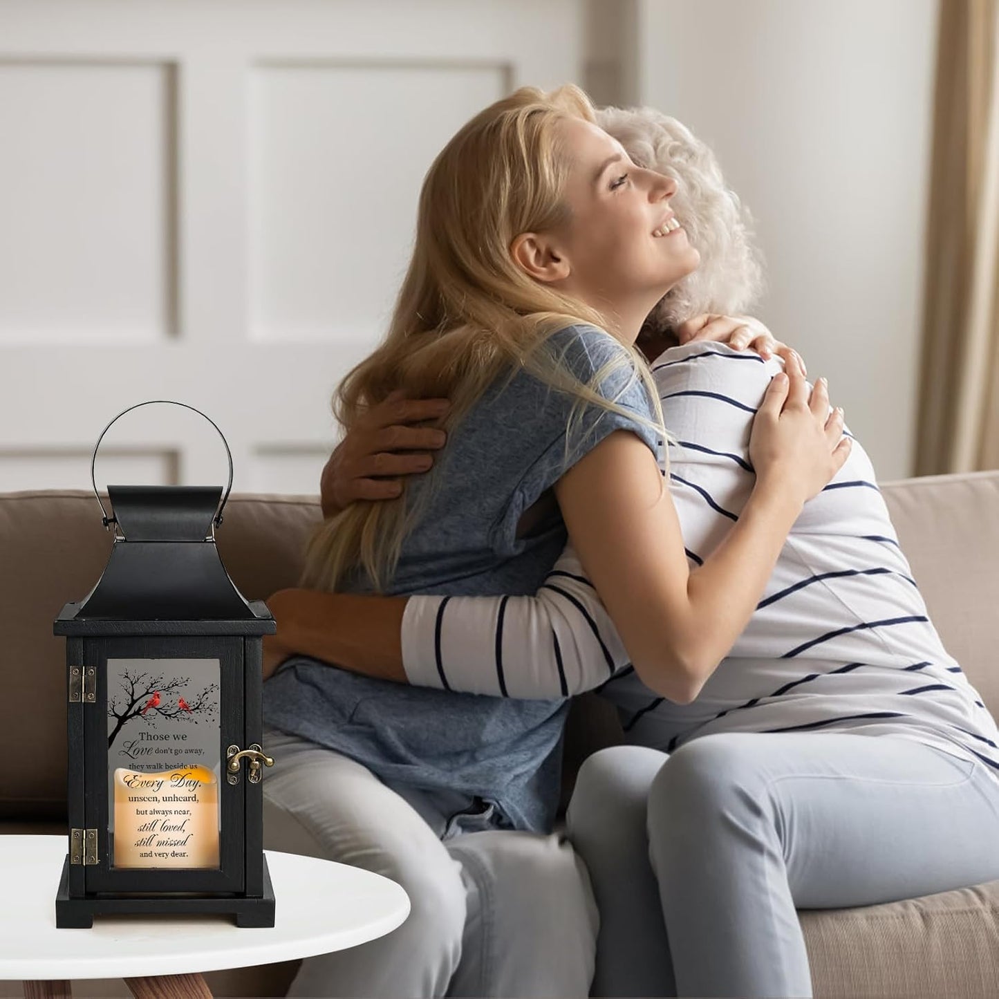 Memorial Lantern, Bereavement Sympathy Gifts for Loss of Loved One Mother Father, Bereavement Gifts Thoughtful Funeral Gifts in Memory of Loved One with LED Candle