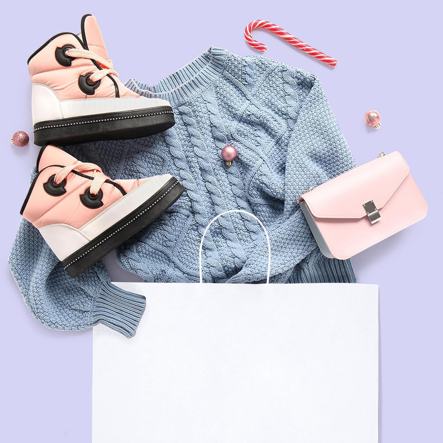 GSSUSA Large Paper Gift Bags 16x6x12'' 25Pcs White Paper Bags with Handles, Shopping Bag for Small Business, Sturdy Kraft Paper, for Boutique, Party Favor Bag, Valentine's Day Craft