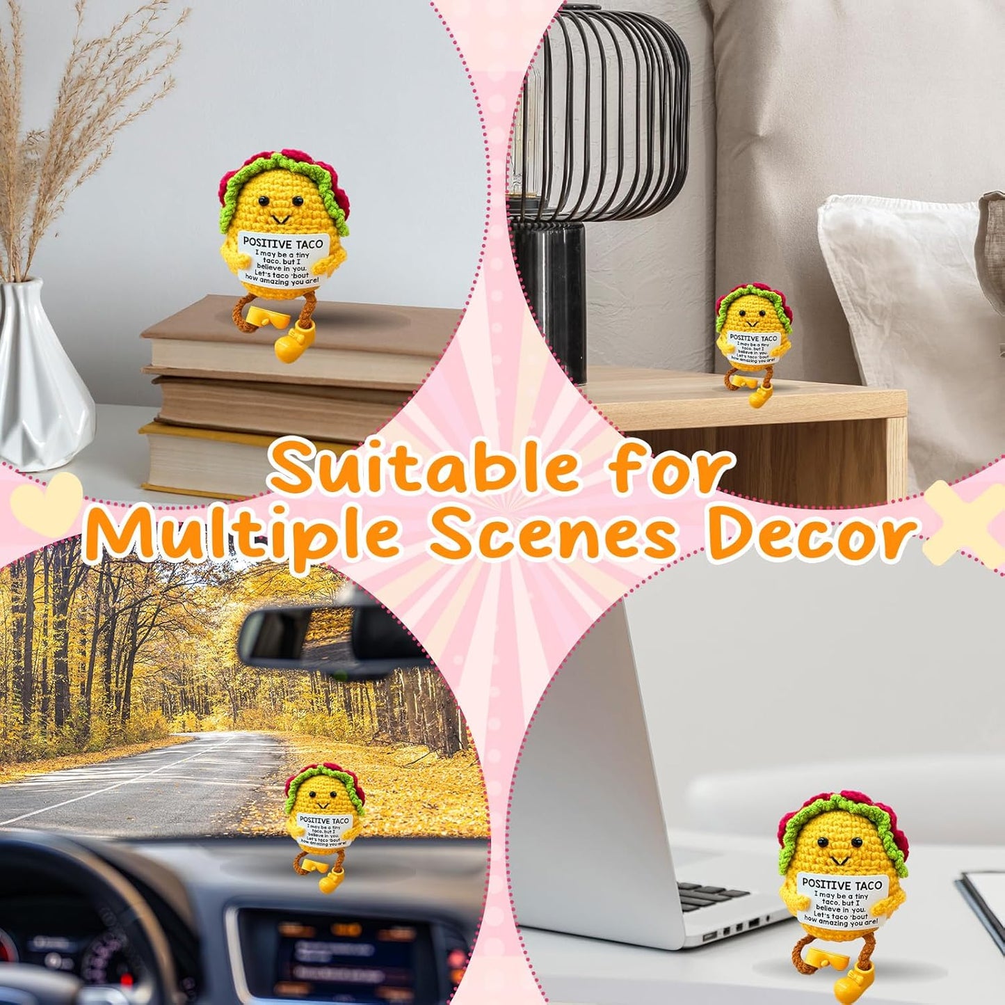 Crochet Emotional Support Taco-Handmade Mental Health Gifts for Friends,Family-Uplifting Gifts for Grandpa,Grandma Mom,Dad,Teens