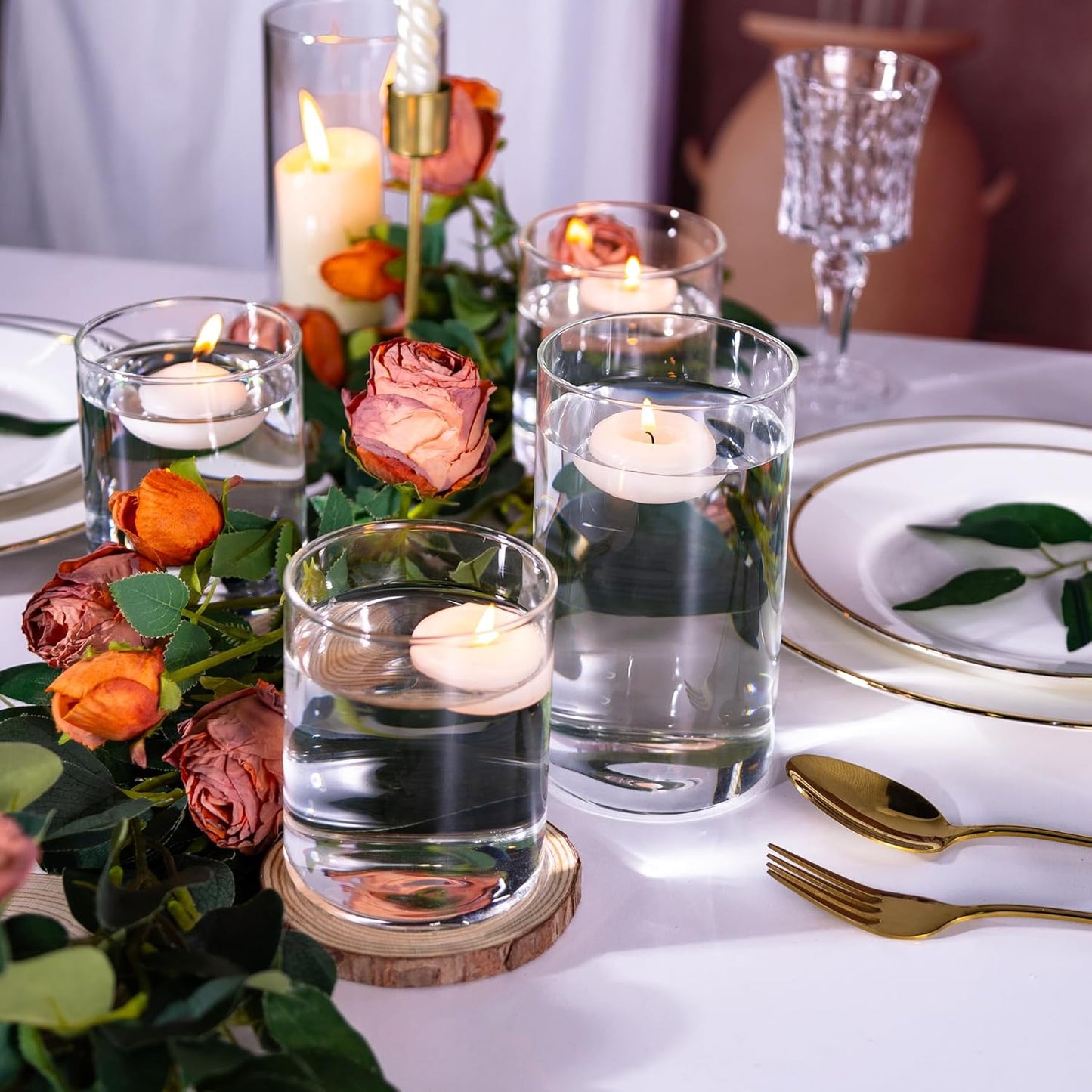 6 Inch Glass Cylinder Vases for Centerpieces | 12Pcs Clear Small Flower Vase for Wedding Decorations, Floating Candle Vases in Bulk, Hurricane Candle Holders for Table, Home Décor