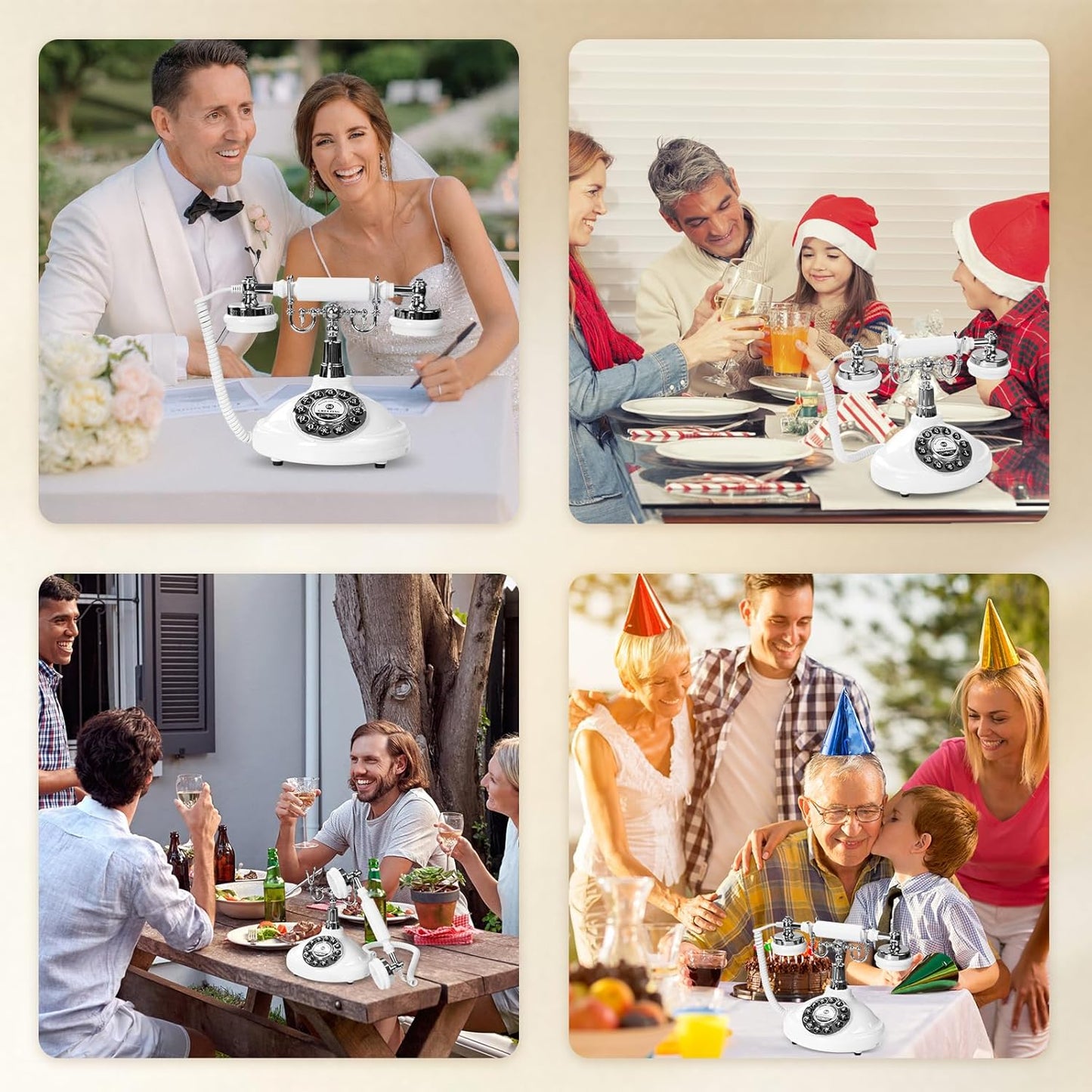 Audio Guest Book Wedding Phone,Audio Guestbook Phone Vintage Style Audio Message Voicemail for Graduation Retirement Party Birthdays Baby Shower Special Occasions (White)