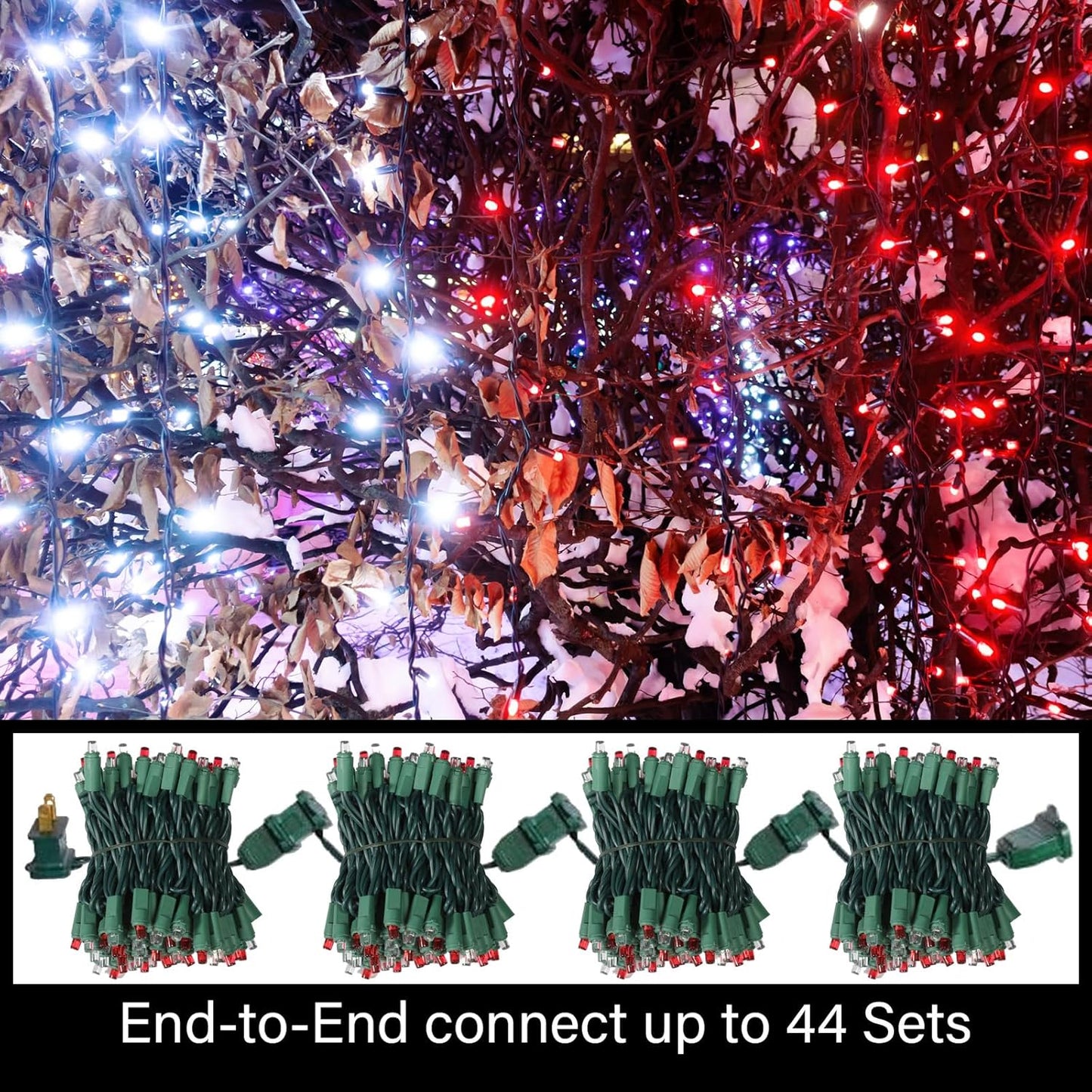 100 Count RED and White - String Lights - 21.6FT LED Christmas Lights, Mini led Lights for Indoor Outdoor Home Holiday Party Wedding Independence Day Decoration