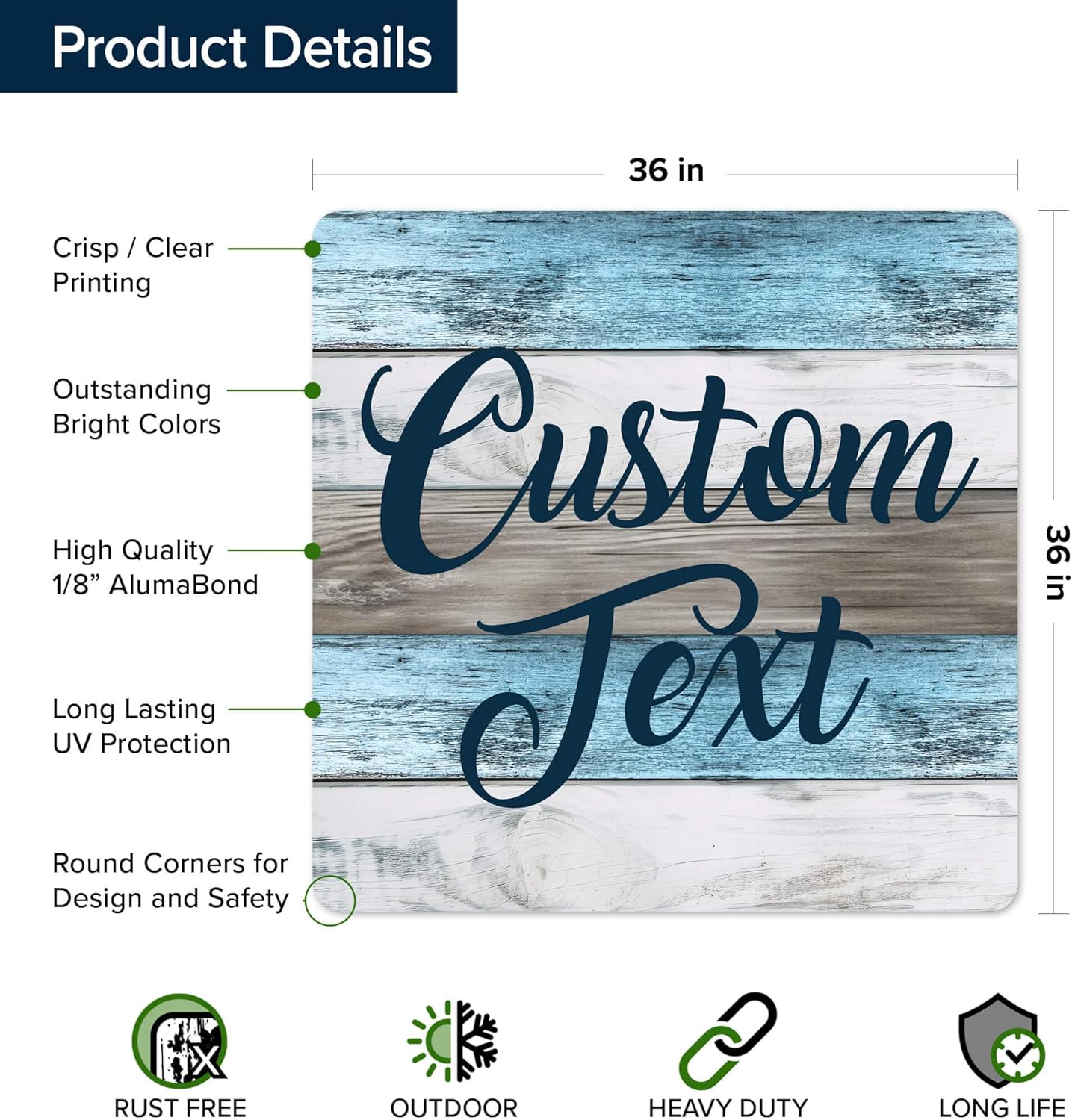 Custom Sign, Custom Street Sign, 11 Font Colors, 13 Font Styles, 4 Hole Options, 22 Sizes, 36x36 Inches, Rust Free DiBound, Fade Resistant, Made in USA by My Sign Center (Coastal)