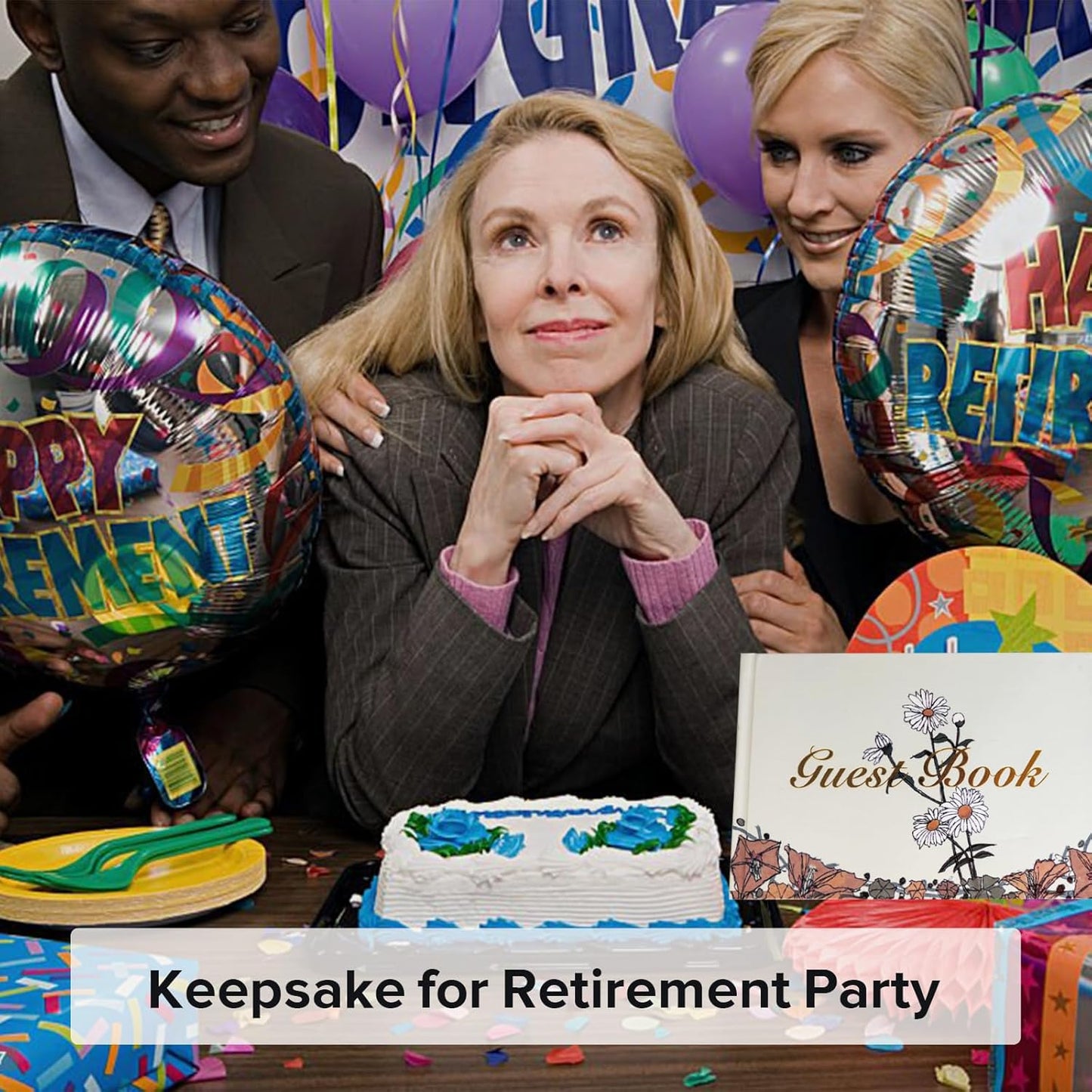 Guest Book for Wedding Reception, Party, Birthday, Polaroid GuestBook Retro Elegant Daisy Guest Sign In Book, Anniversary Sign Book Alternatives, 200 Blank Pages(100 sheets), 8.7"x5.9"