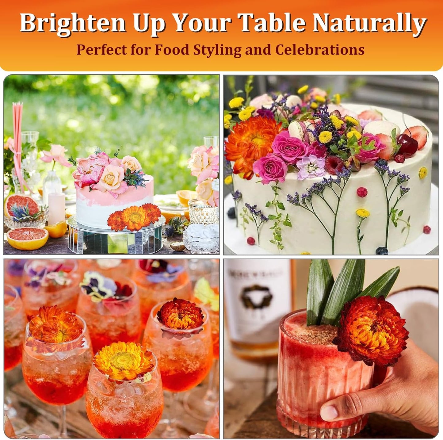 30+ Edible Dried Mixed Flowers β 25g Food Grade Natural Blooms for Cake Decorating, Tea, Cocktails, DIY β Ideal for Cocktail Toppers, Drink Garnish, Bath Soaks β No Additives, Vegan