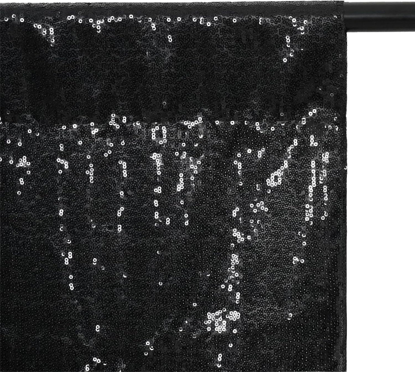 Eternal Beauty Black Thick Sequin Backdrop, 10x10 Ft Halloween Glitter Background Curtains for Shimmer Photography Party Wedding Birthday Back Drop Decor