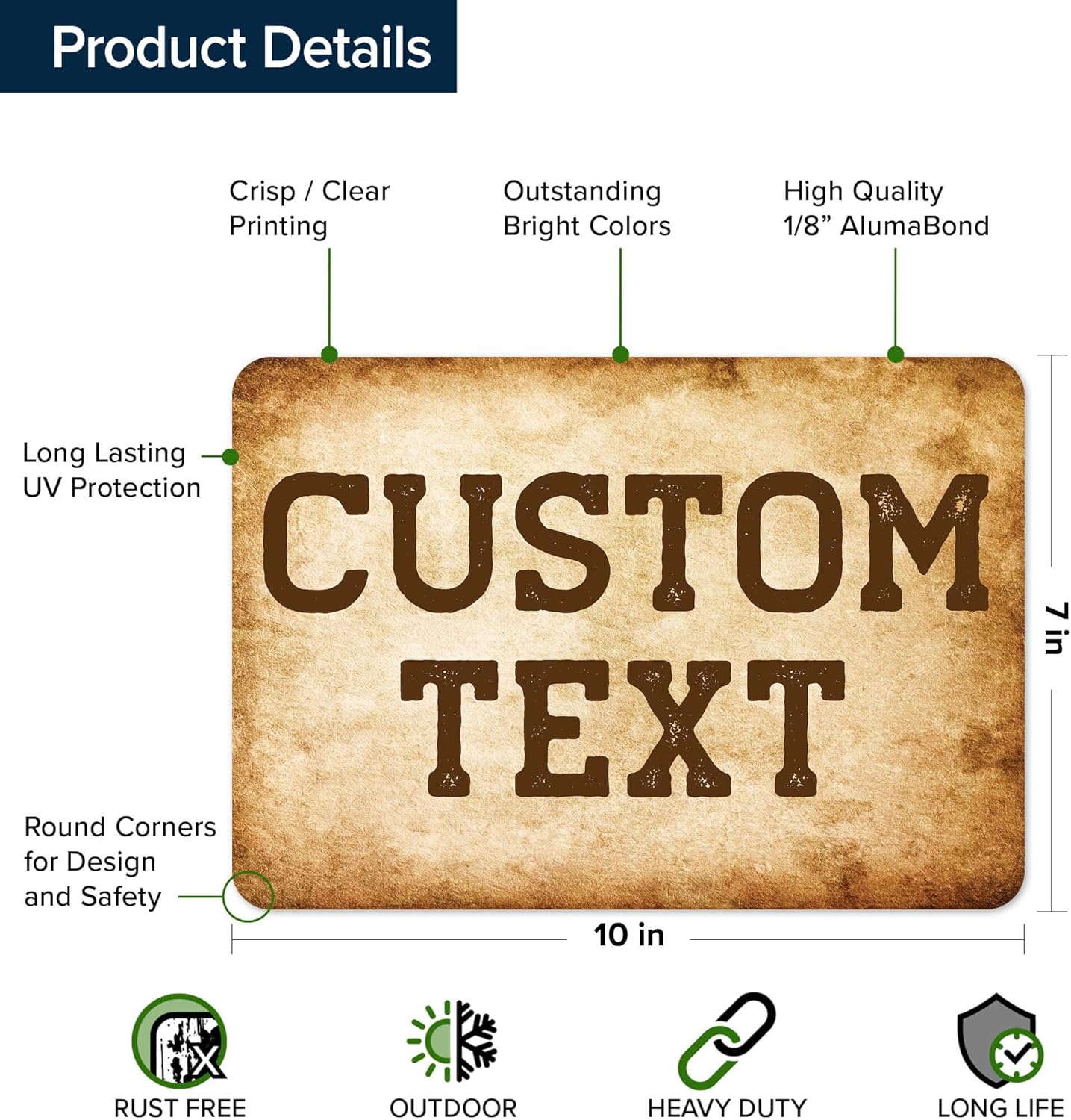 Custom Sign, Custom Street Sign, 11 Font Colors, 13 Font Styles, 4 Hole Options, 22 Sizes, 7x10 Inches, Rust Free DiBound, Fade Resistant, Made in USA by My Sign Center (Vintage)