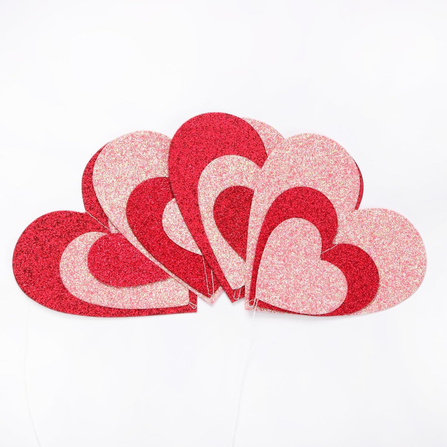 Red Pink Party-Decoration Heart Garland - 40ft Galentines Hanging Paper Streamers, Proposal Anniversary Romantic Birthday Baby Shower Rustic Wedding Hanging Ornaments Decor Hugfond