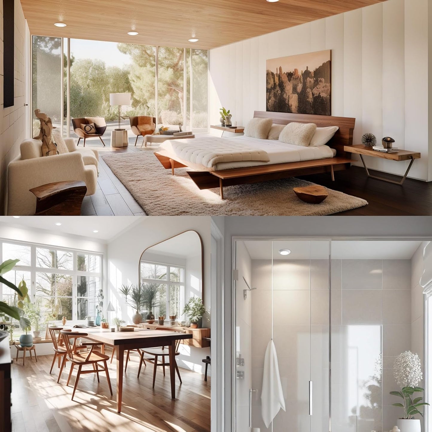 10 Packs 4 Inch White LED Low Profile Recessed & Surface Mount Disk Light, Round, 10W, 600 Lumens, 5CCT Field Selectable, CRI80, DOB Design, Dimmable, Wet Rated & ETL Listed