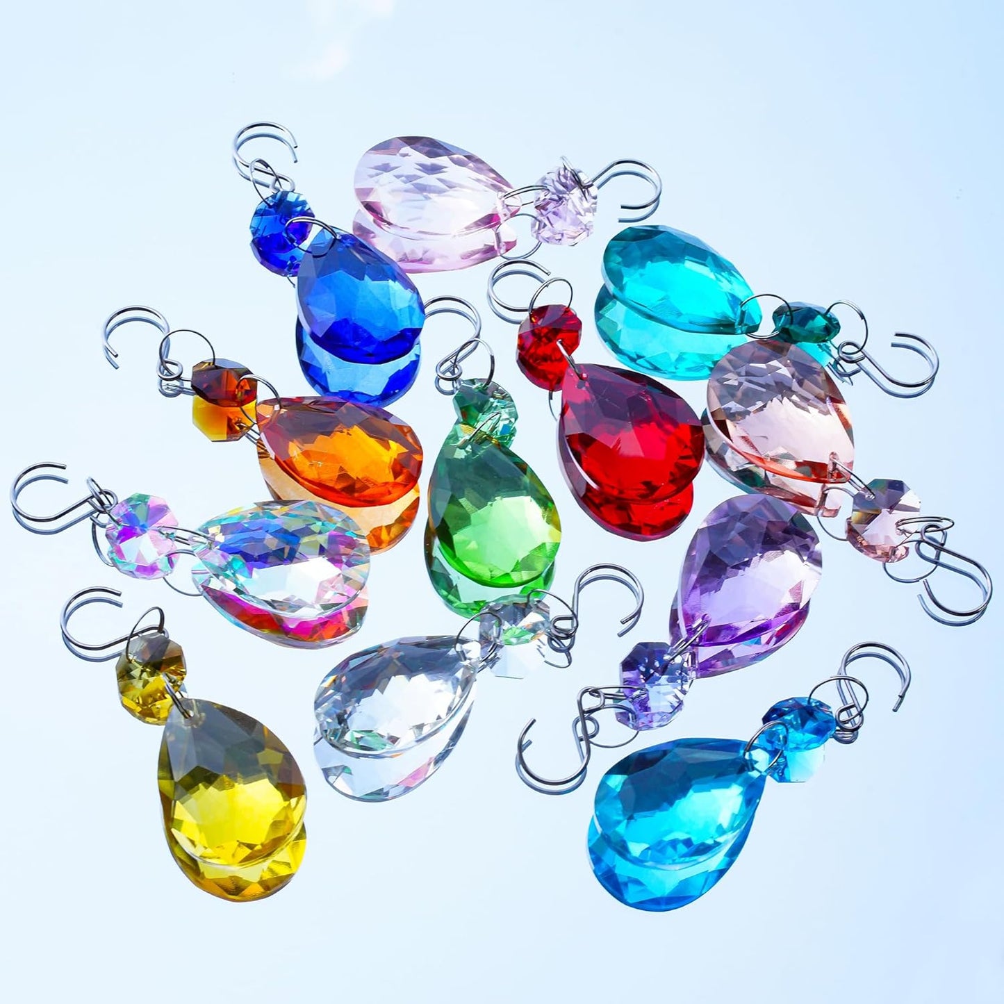 H&D HYALINE & DORA 3Inch Crystal Suncatcher Bauhinia Prisms Pendants 10Pcs Chandelier Crystals Replacement Hanging Sun Catcher Beads for DIY Arts Crafts Decor (Pink)