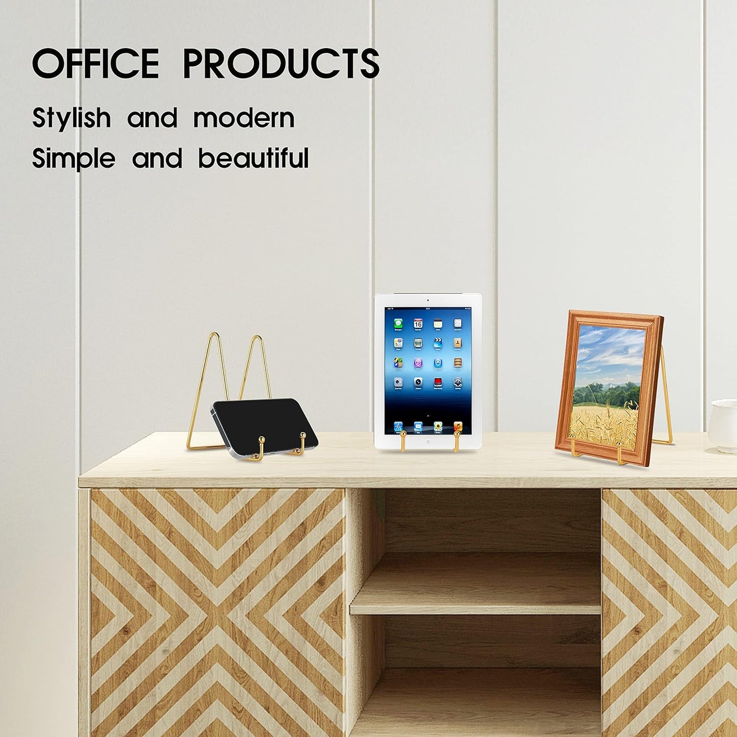 Decolore 6 inch 3 Pack Gold Metal Display Stands Plate Stands Plate Holder Display Stands for Picture, Decorative Plate, Book, Photo Easel, Artistic Work